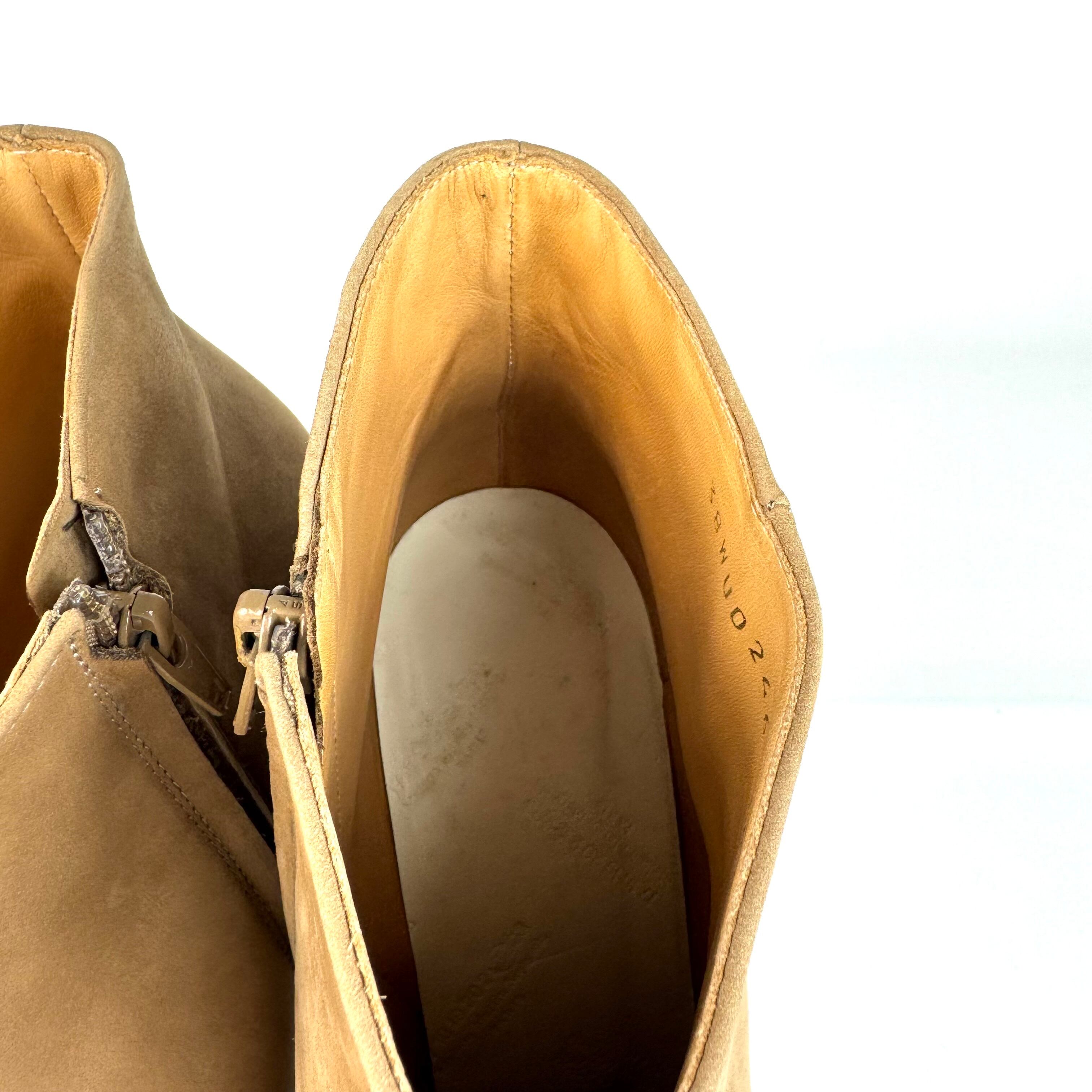 マルタンマルジェラ　ショートブーツ　クリアヒール　ラメ　スエード　ベージュ