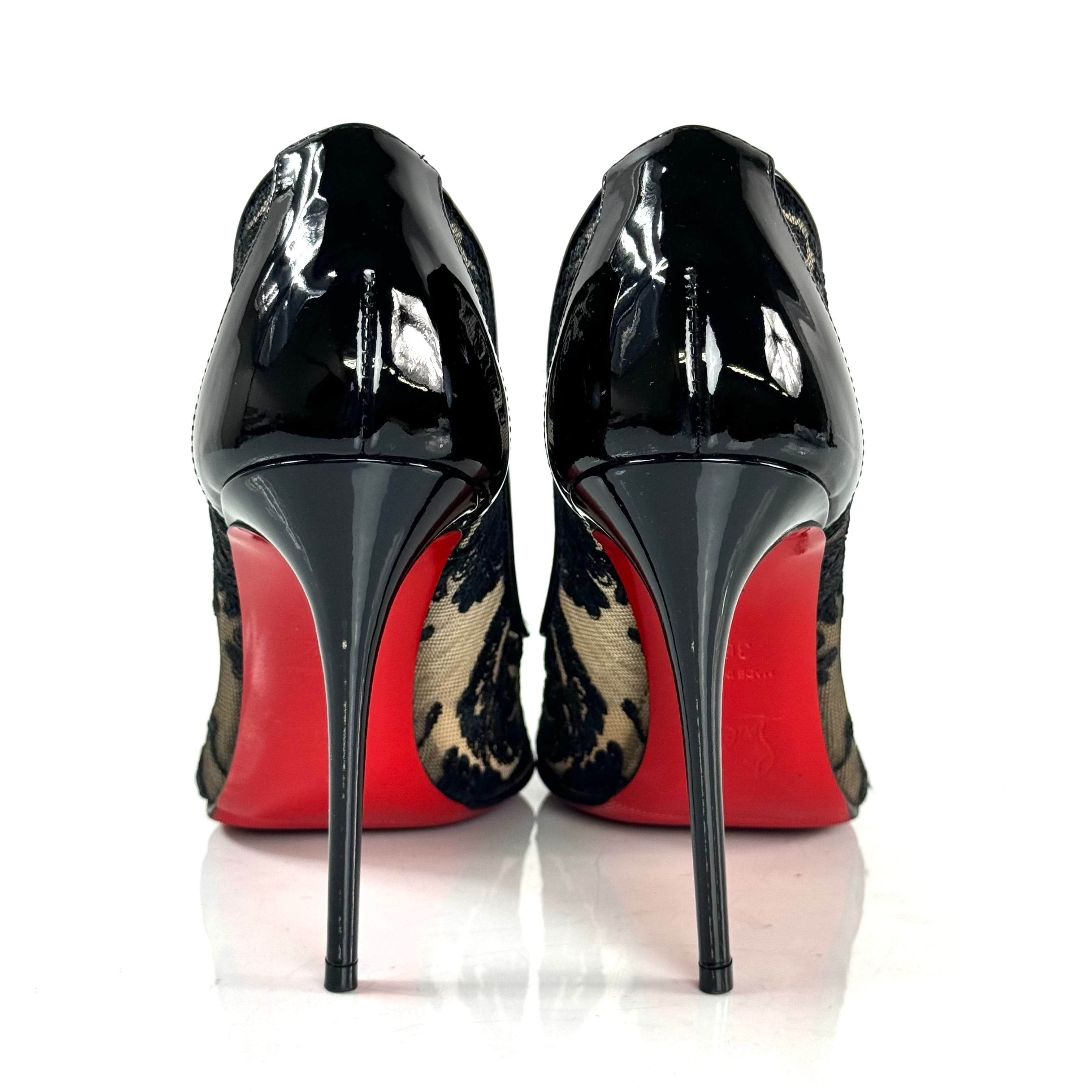 クリスチャンルブタン　パンプス　レース　100mm　ピンヒール　黒　36.5