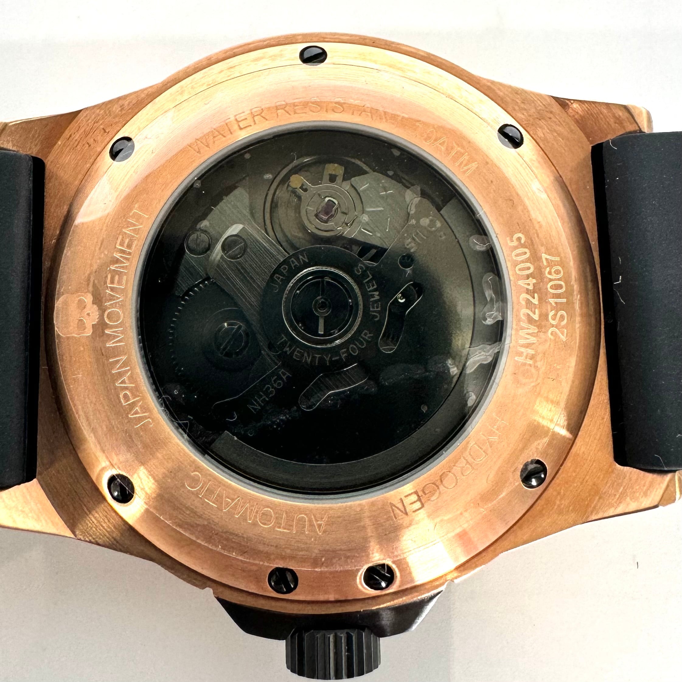 ハイドロゲン　OTTO　HW224005　自動巻　黒　ゴールド　裏スケ　デイデイト　樹脂ベルト