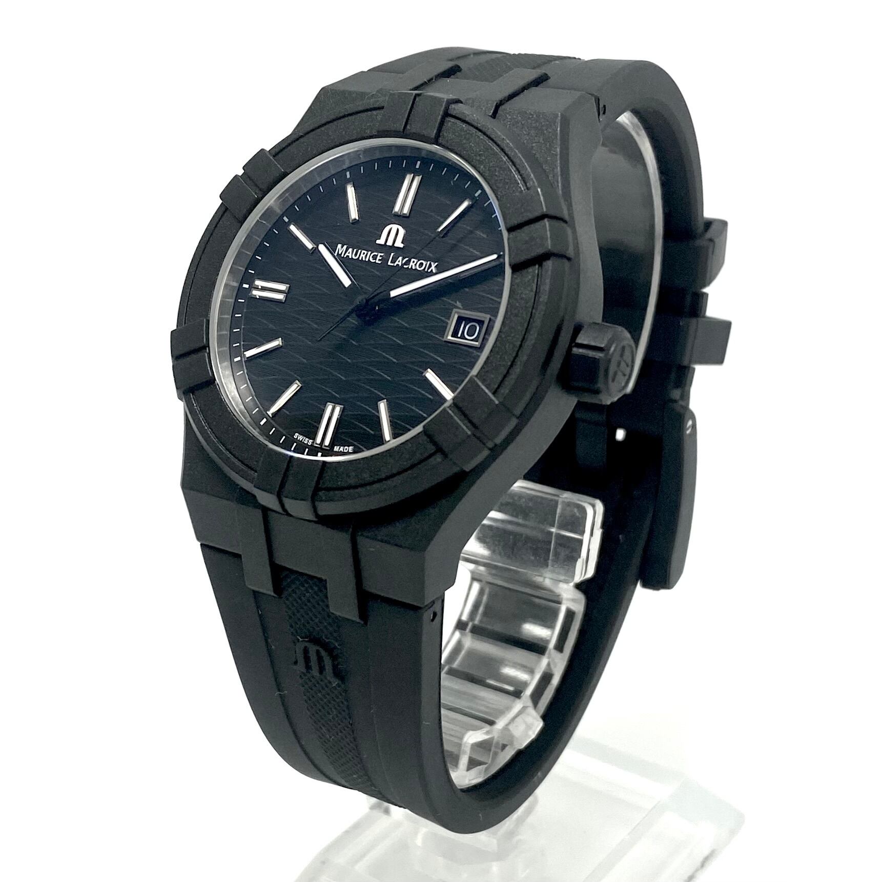 【ほぼ未使用】モーリスラクロア　MAURICE LACROIX　アイコン　タイド　AI2008-00000-300-0　BA07981　クォーツ　黒　デイト表示