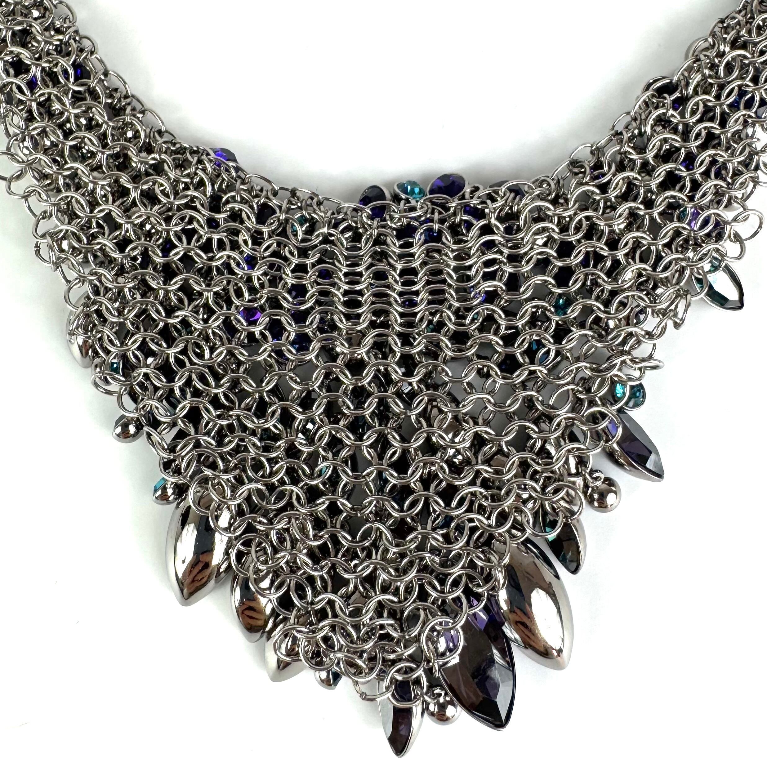 スワロフスキー　SWAROVSKI　ネックレス　パーティアクセサリー　ブルー　パープル　シルバー