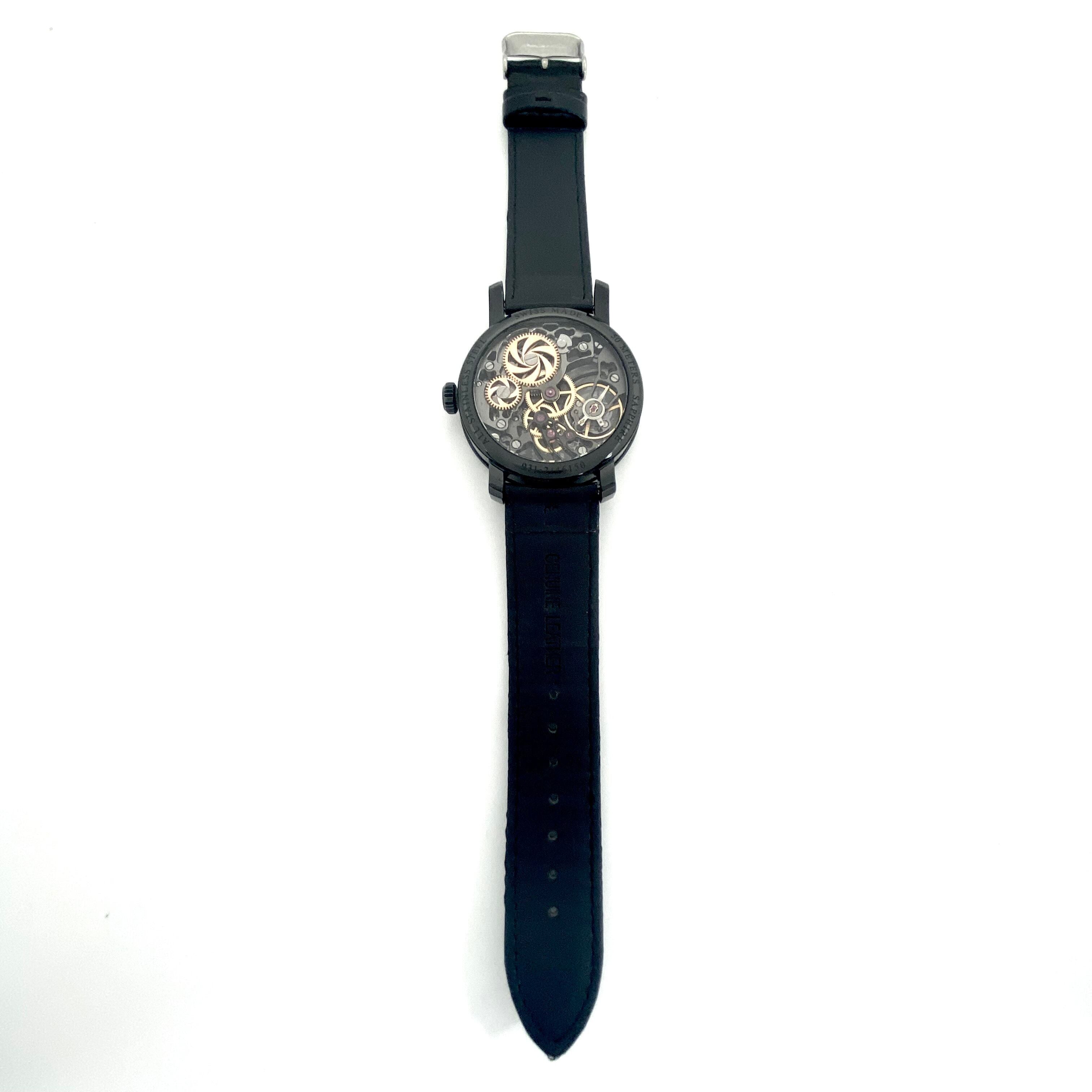 【希少】アエロウォッチ　AEROWATCH　スケルトンCobweb　A50931NO09　ユニタス6498　手巻き　フルスケルトン　革ベルト