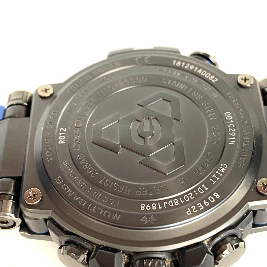 【美品】カシオ　Gショック　MT-G　電波ソーラー　黒　ブルー　デイト表示