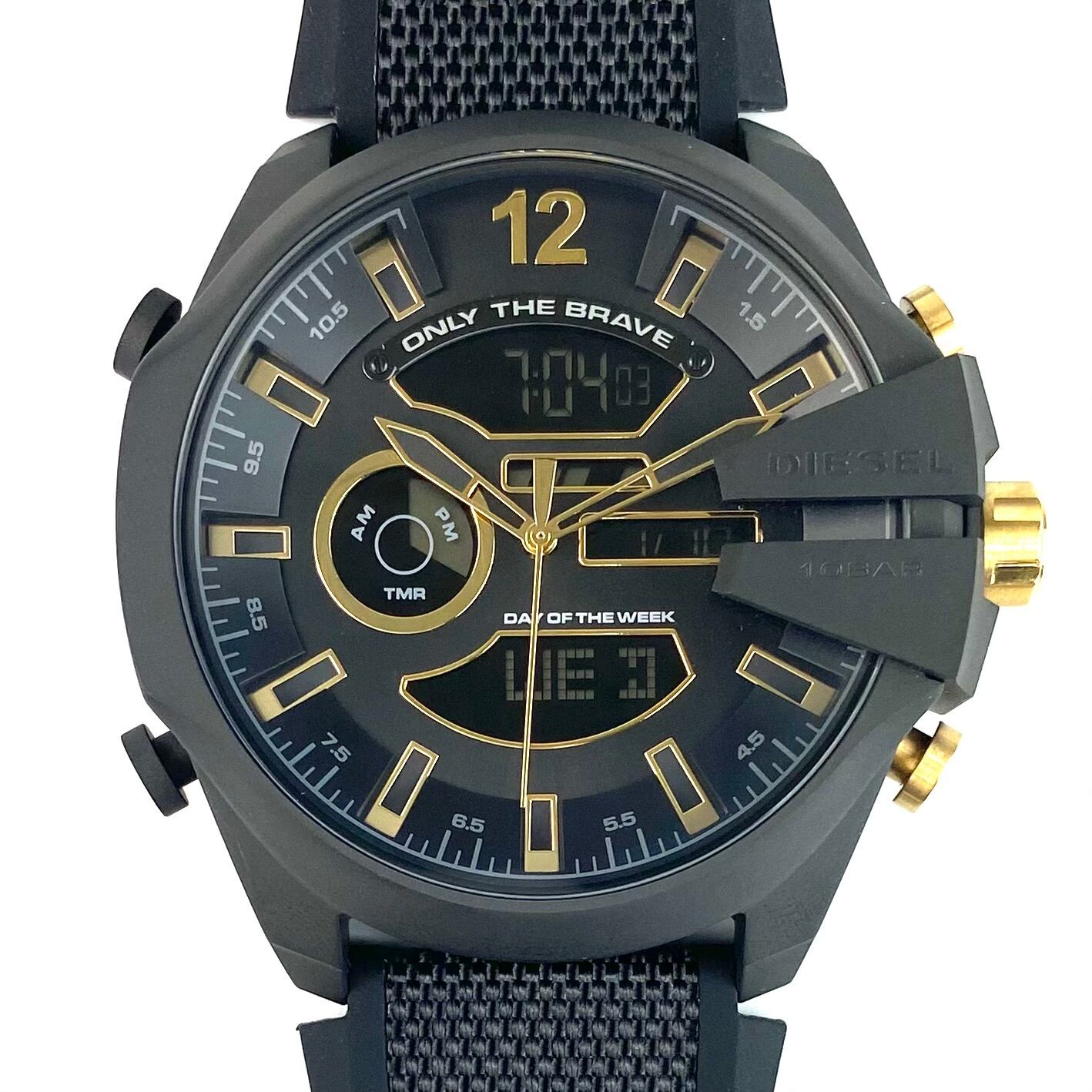 【未使用・電池交換済み】ディーゼル　DIESEL　メガチーフ　MEGA CHIEF　DZ−4552　クォーツ　アナデジ　樹脂ベルト