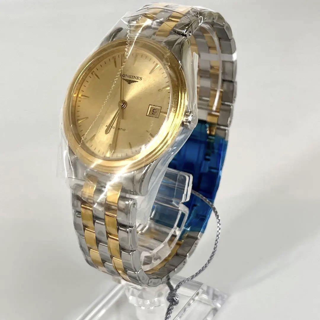 【未使用】ロンジン　フラッグシップ　自動巻　ゴールド　デイト表示　裏スケ