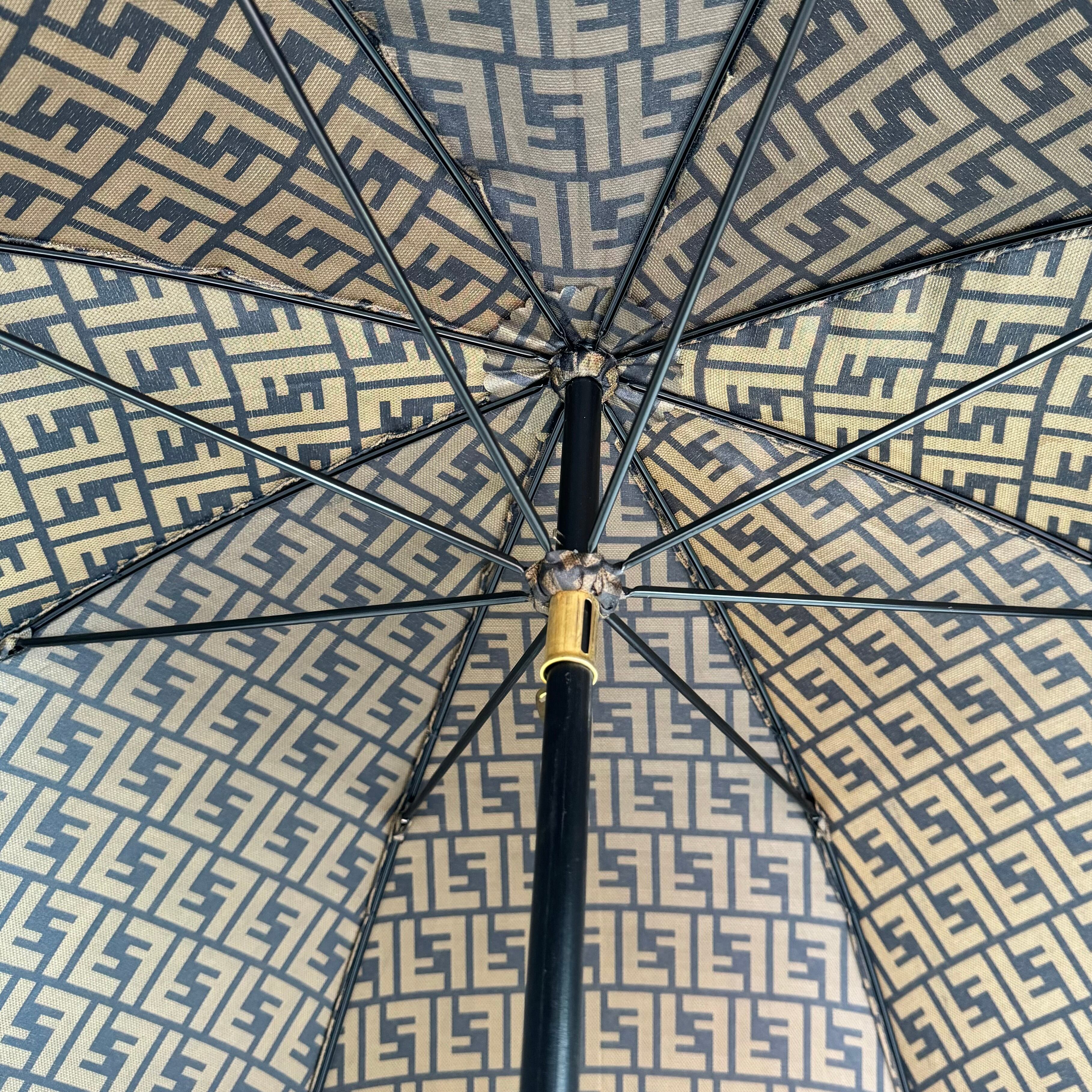【美品】フェンディ　長傘　ズッカ柄　総柄　ユニセックス　ゴールド　黒