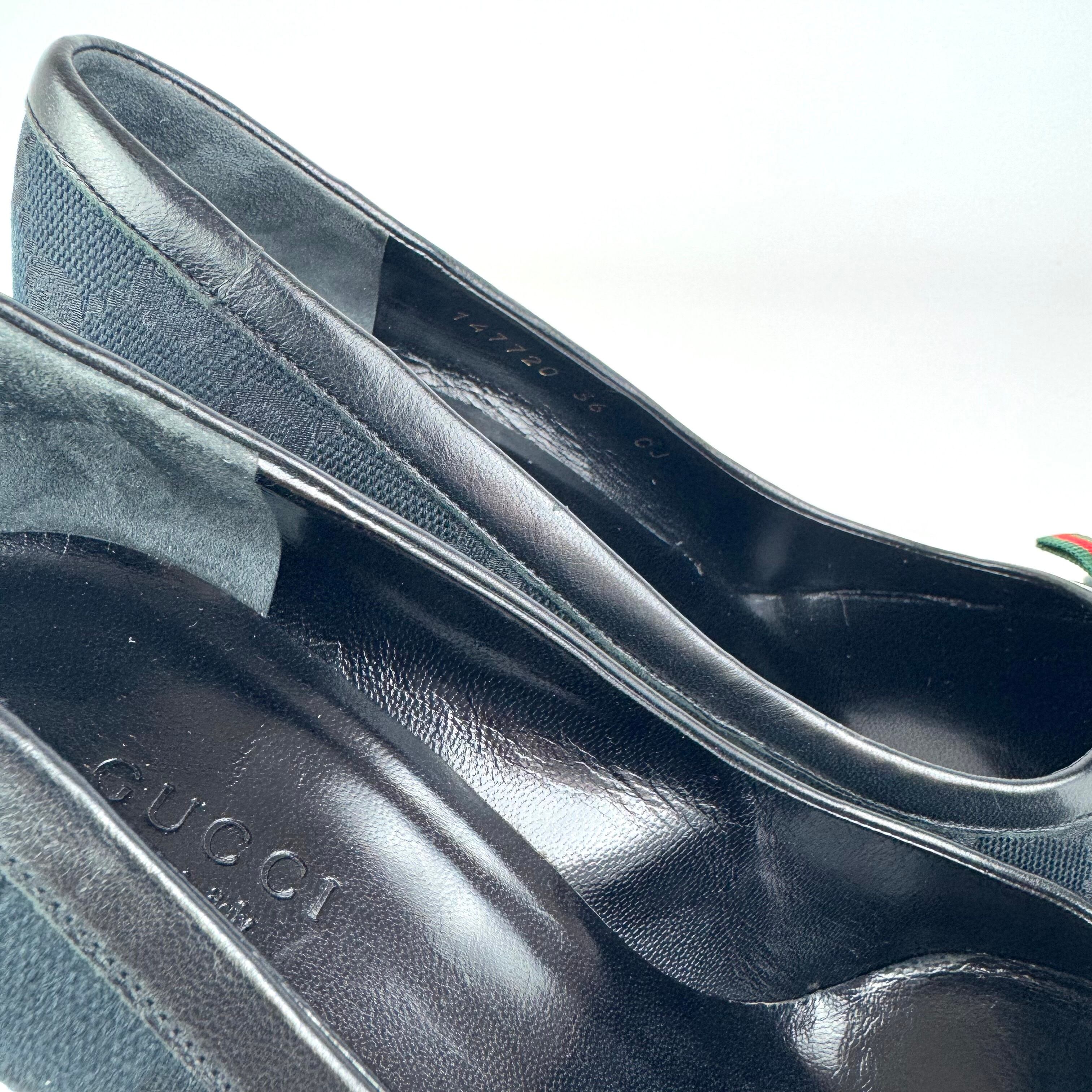 グッチ　GUCCI　パンプス　シェリーライン　リボン　黒　36C　日本サイズ約23cm