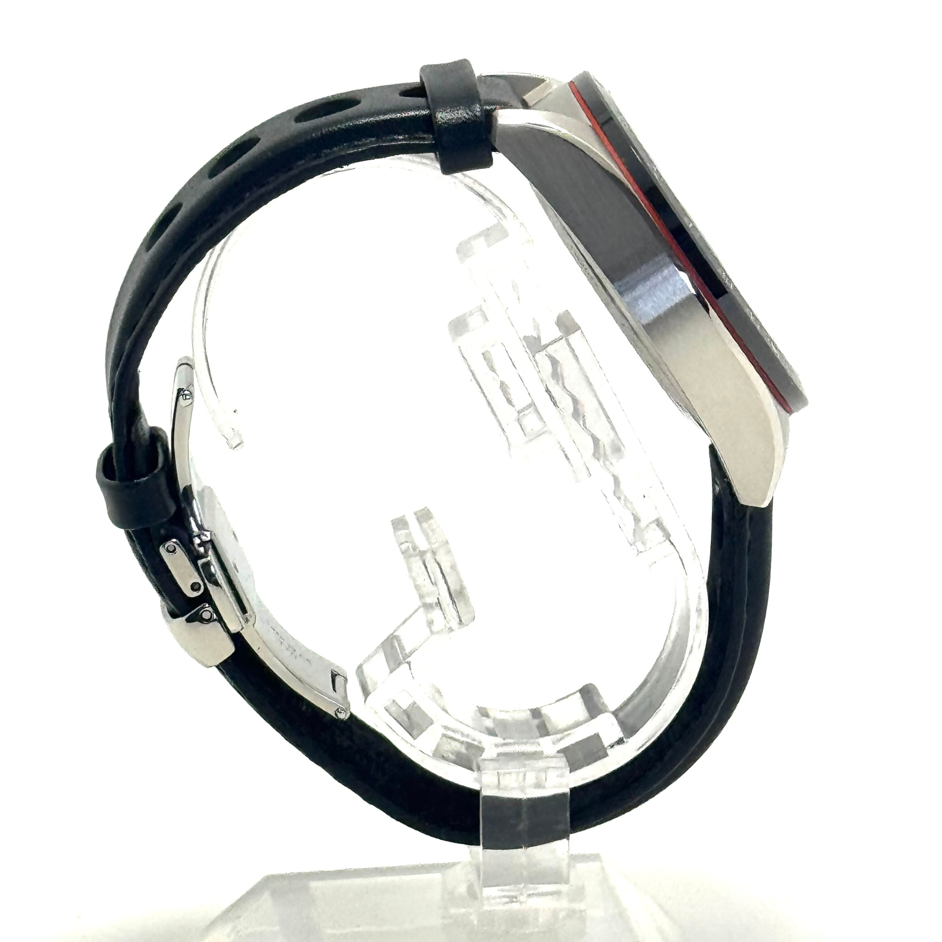 【美品】ティソ　TISSOT　PRS516　クロノグラフ　T100417A　クォーツ　クロノグラフ　黒　デイト表示　革ベルト