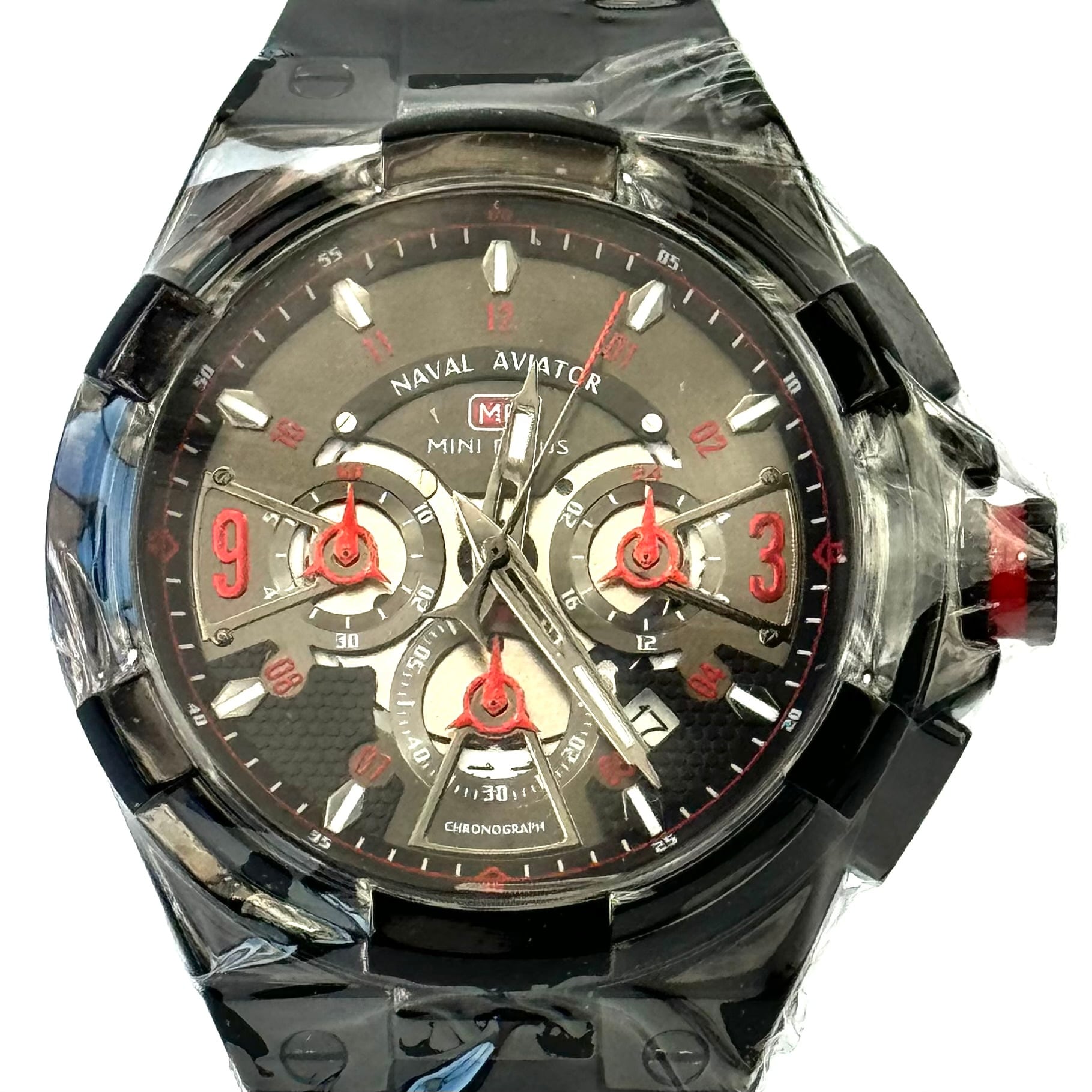 【未使用】ミニフォーカス　MINI FOCUS　MF0402G.05　クォーツ　グレー　クロノグラフ　デイト表示　樹脂ベルト