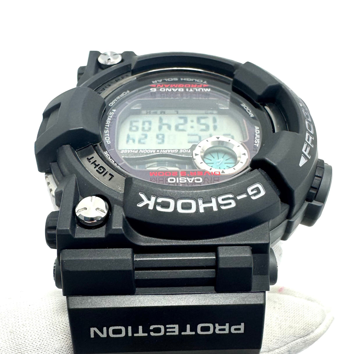 【美品】腕時計 メンズ カシオ ジーショック G-SHOCK フロッグマン GWF-A1000-1JF ダイビング タイドグラフ 200m潜水防水 黒 電波ソーラー デジタル 樹脂ベルト