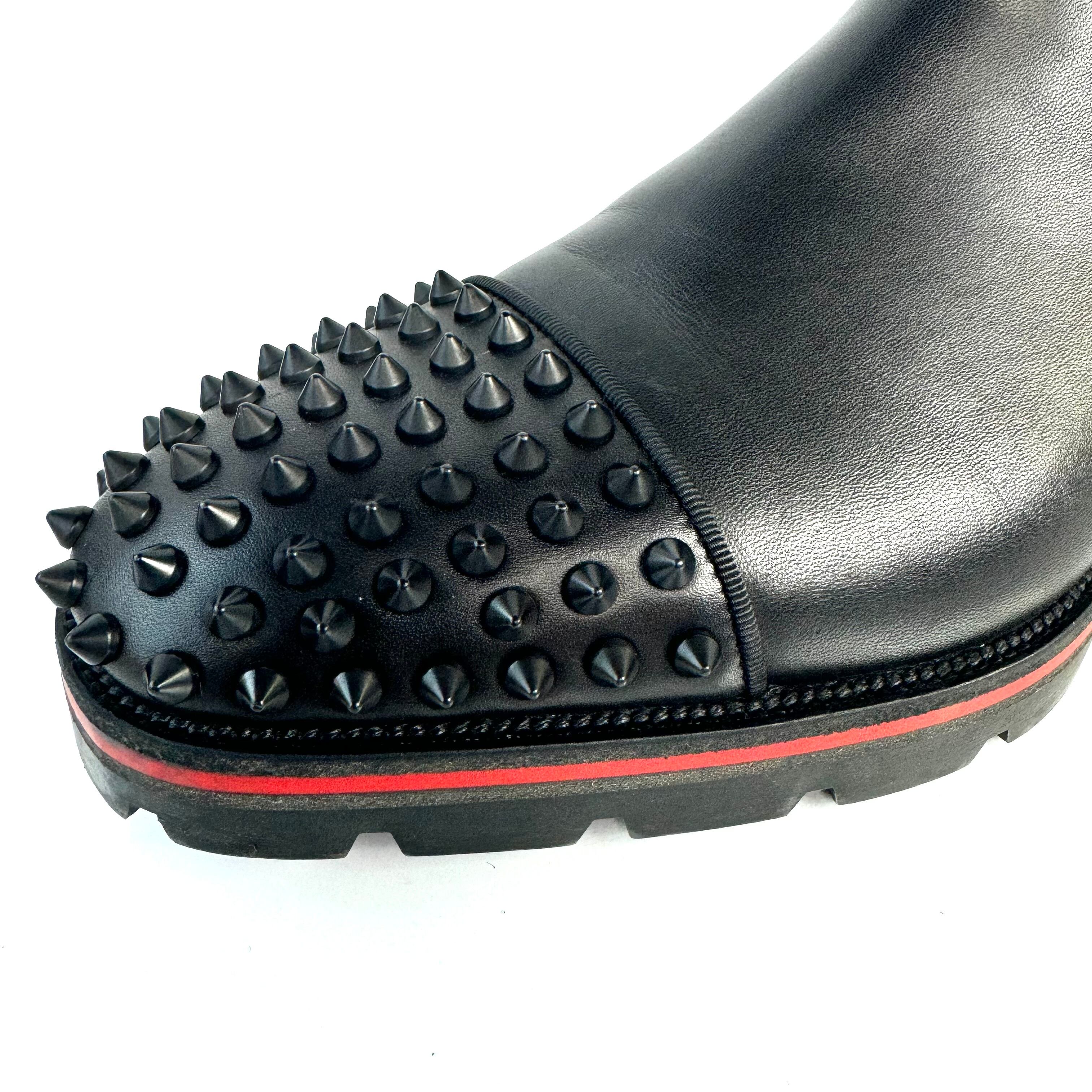 クリスチャンルブタン　サイドゴアブーツ　トゥスタッズ　レザー　黒　26cm