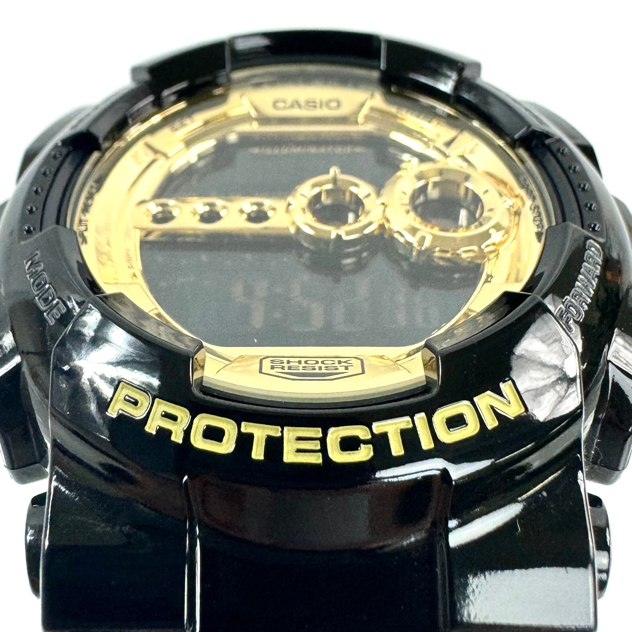 【美品】カシオ　G-SHOCK　ジーショック　GD-100GB-1JF 　クォーツ　デジタル　ブラックゴールド　樹脂