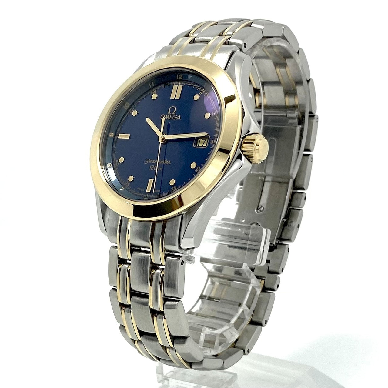 腕時計 メンズ オメガ OMEGA シーマスター120 2311.80 YGベゼル 青 デイト表示 クォーツ 120m防水