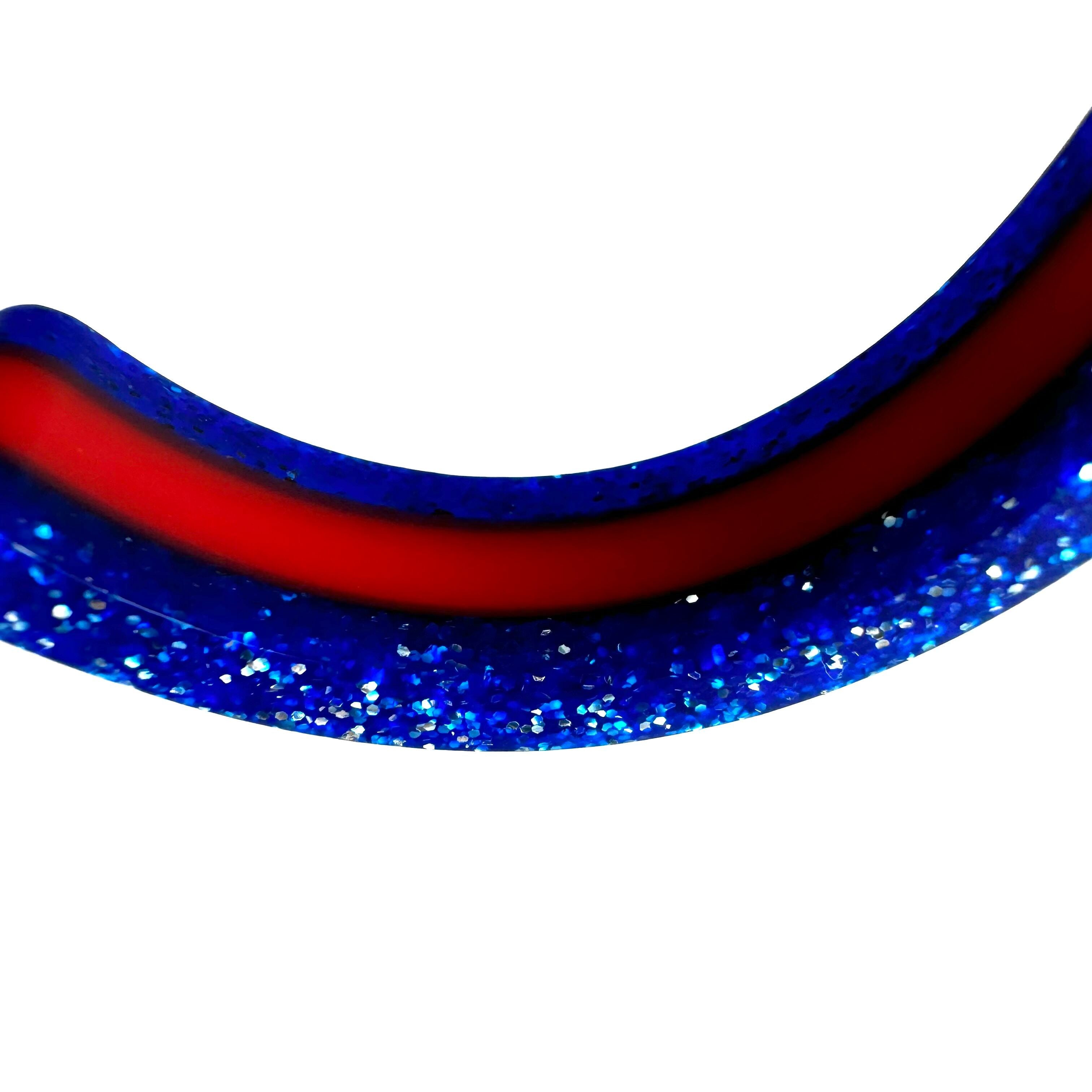 【美品】グッチ　バングル　ビー　エナメル×レジン×クリスタル　青　赤