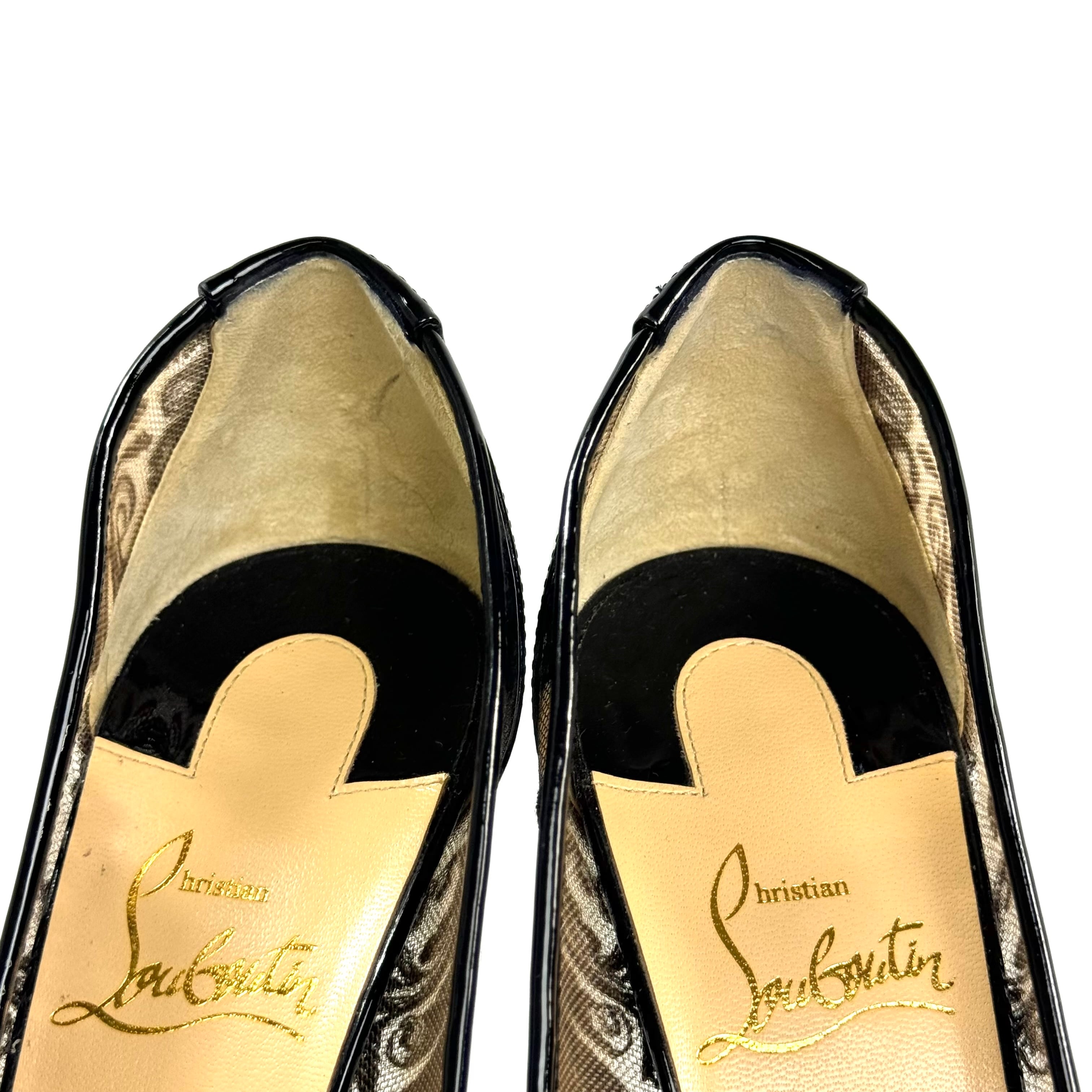 クリスチャンルブタン　パンプス　レース　100mm　ピンヒール　黒　36.5