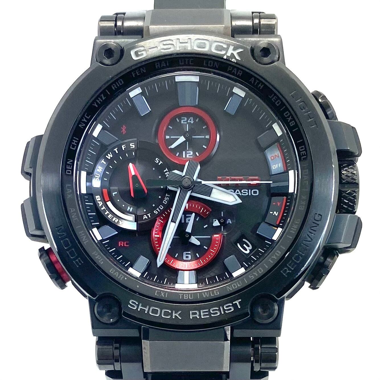 【美品】腕時計 メンズ カシオ CASIO G-SHOCK ジーショック MT-G MTG-B1000B-1AJF 電波ソーラー スマホリンク Bluetooth 黒 デイト表示 20気圧防水 樹脂ベルト