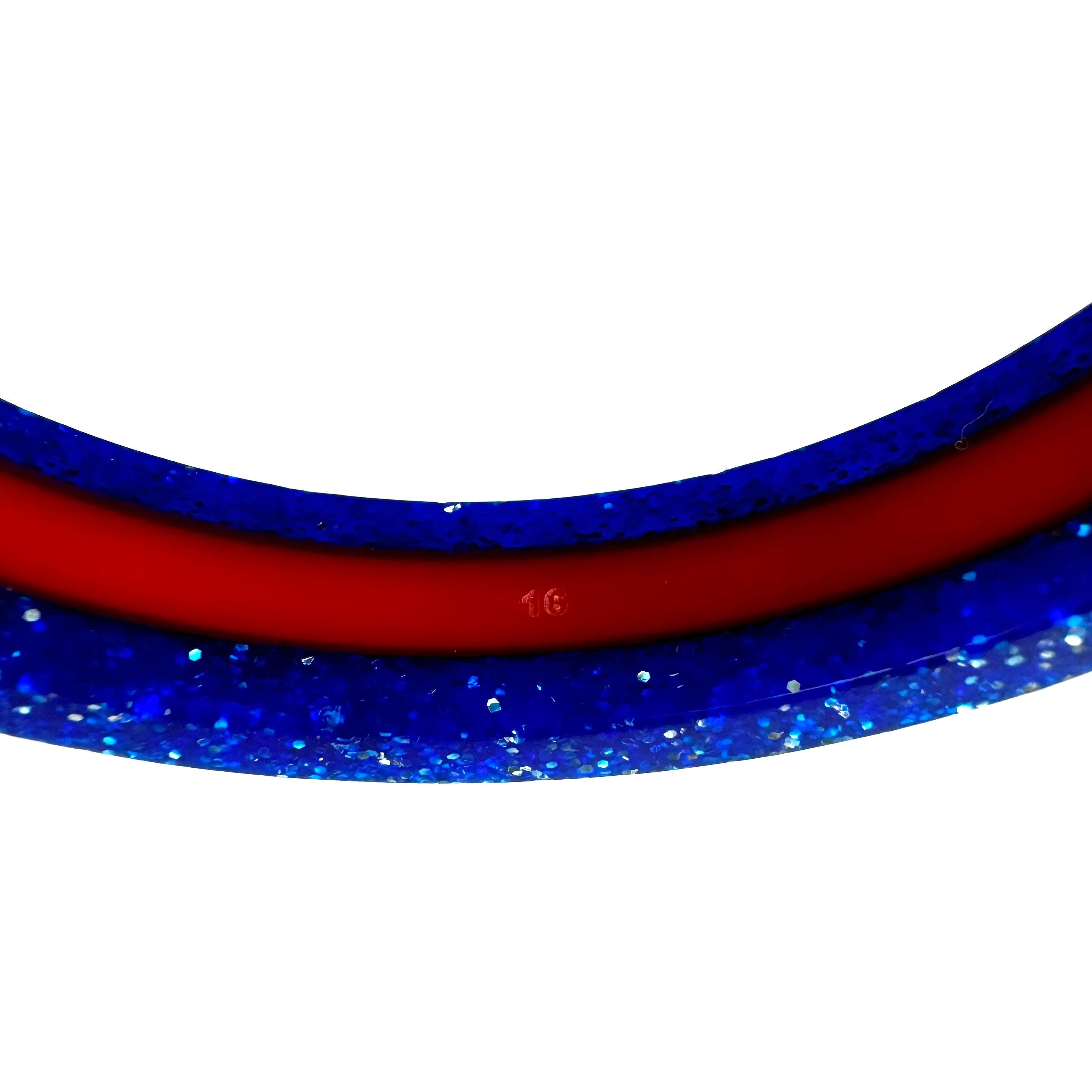 【美品】グッチ　バングル　ビー　エナメル×レジン×クリスタル　青　赤