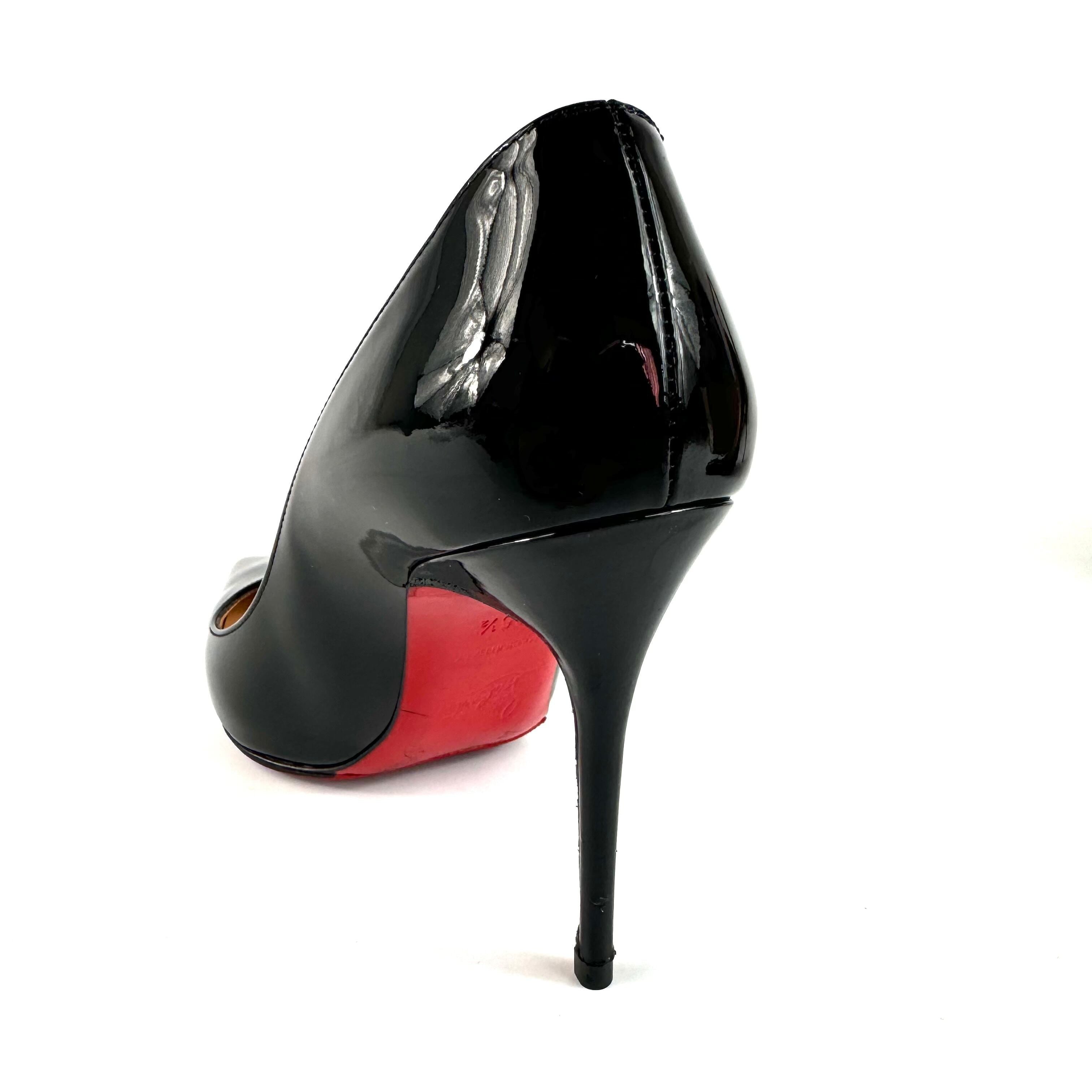【美品】クリスチャンルブタン　パンプス　パテント　ポインテッドトゥ　黒