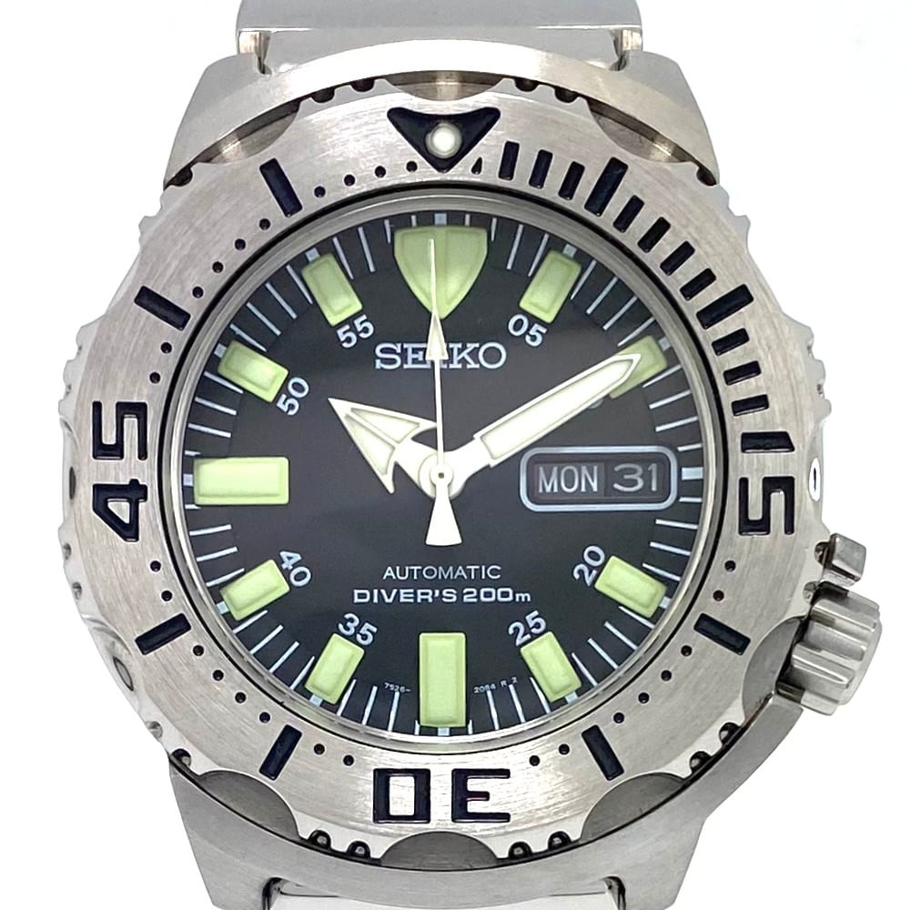中古 腕時計 メンズ セイコー SEIKO ブラックモンスター SKX779 7S26-0350 ダイバーズ 自動巻 黒 デイデイト表示 200m防水