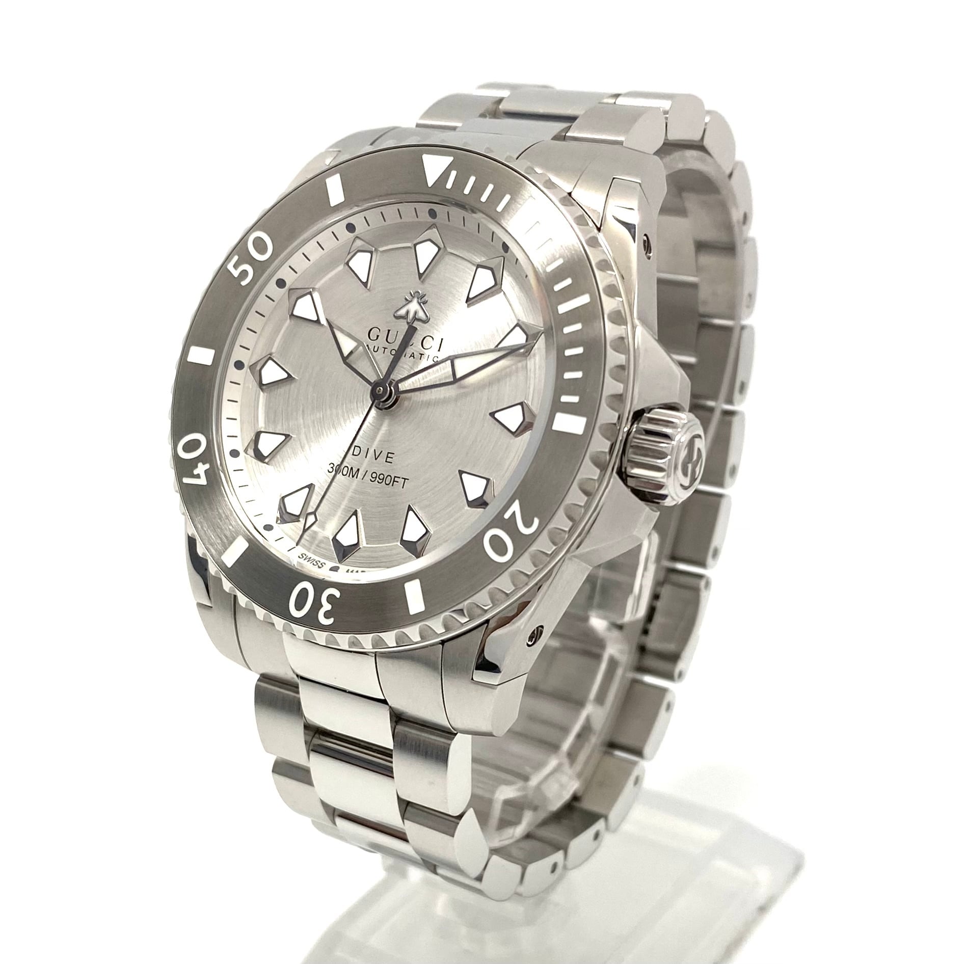 【美品】腕時計 メンズ グッチ GUCCI ダイブ DIVE YA136354 自動巻 シルバー 300m防水