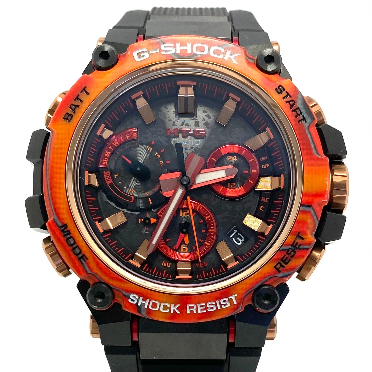【希少・美品】カシオ　G-SHOCK　ジーショック　MT-G　MTG-B3000FR-1AJR　40周年記念限定モデル　フレアレッド　電波ソーラー　黒　モバイルリンク　デイト表示　樹脂ベルト