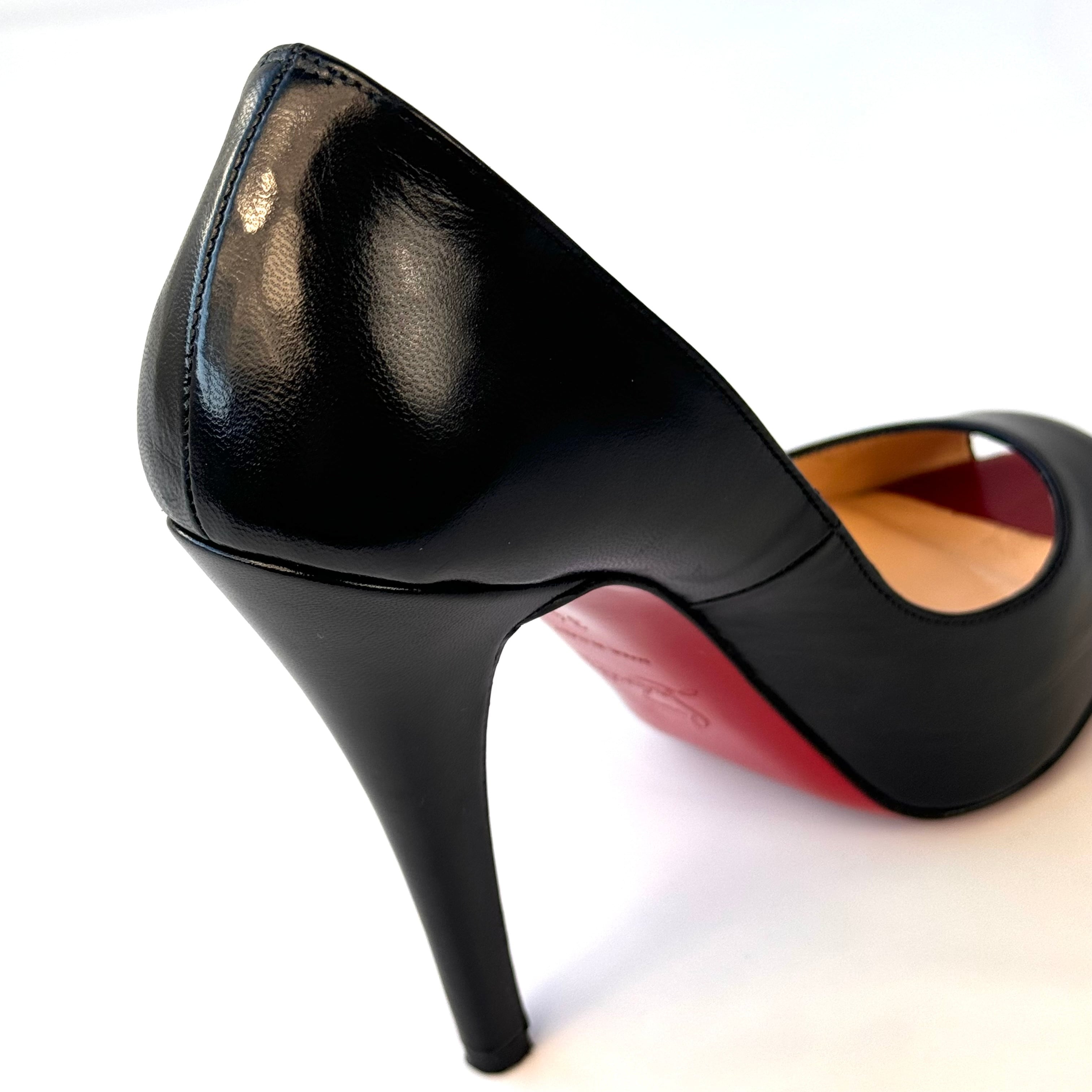 【美品】クリスチャンルブタン　パンプス　ピンヒール　オープントゥ　21cm　黒