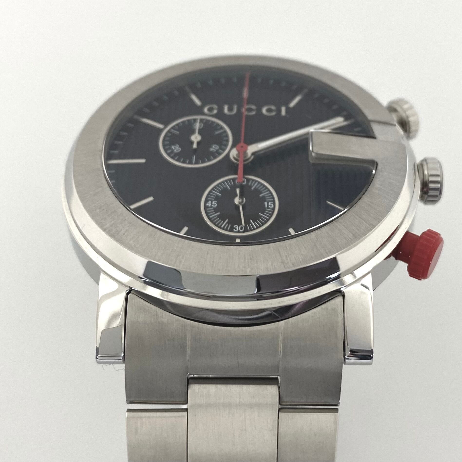 【美品】グッチ　GUCCI　Gクロノ　101M　YA101361　クォーツ　黒　スモールセコンド　クロノグラフ