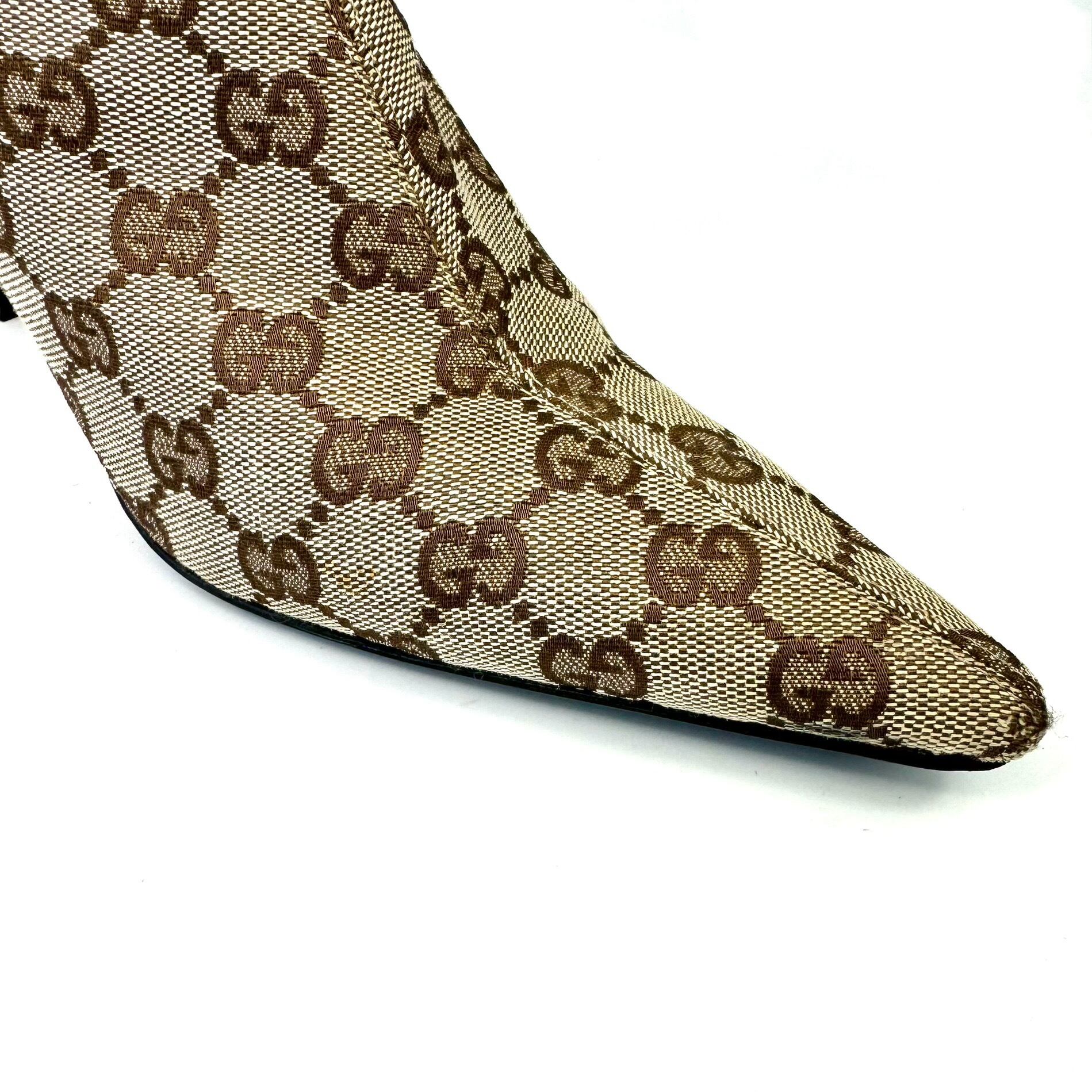 【希少】グッチ　ロングブーツ　GGキャンバス　ブラウン22cm