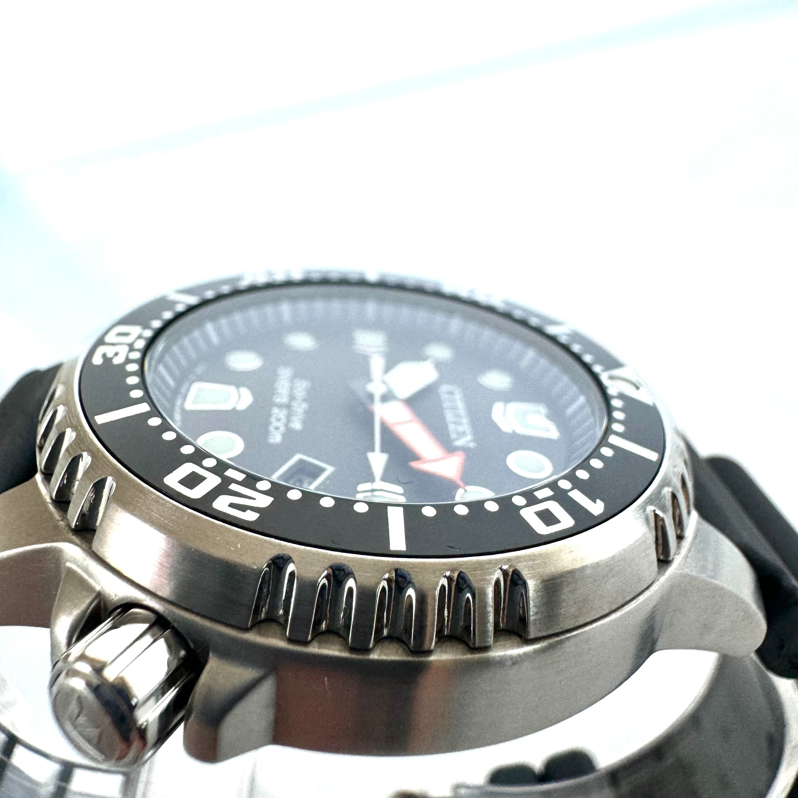 シチズン　CITIZEN　プロマスター　BN0156-05E　マリンシリーズ　ダイバー　E168-S100623　ソーラー　デイト表示　黒　ラバーベルト