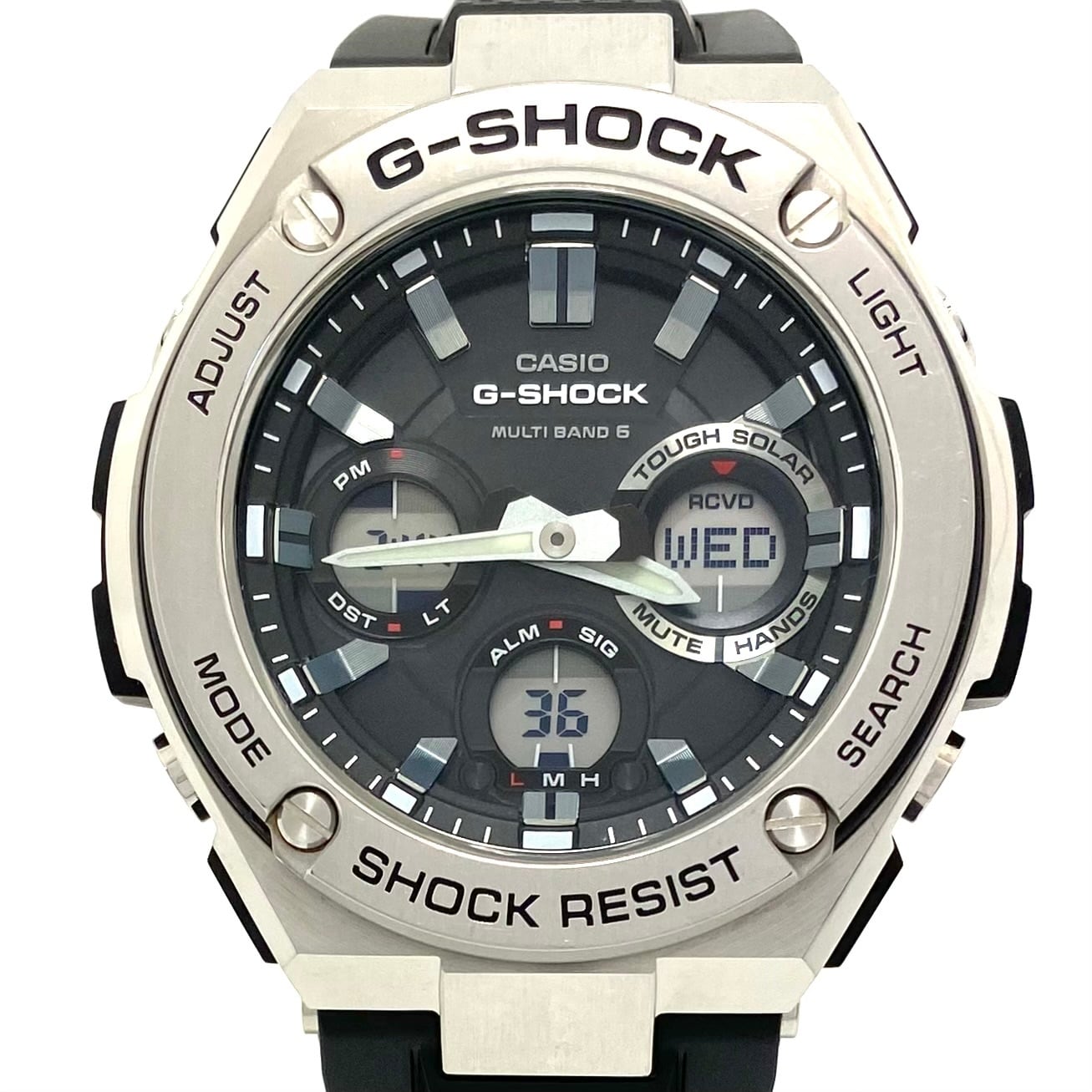 腕時計 メンズ カシオ G-SHOCK ジーショック ジースチール GST-W110D-1A9JF 電波ソーラー アナデジ 黒 ラバーベルト