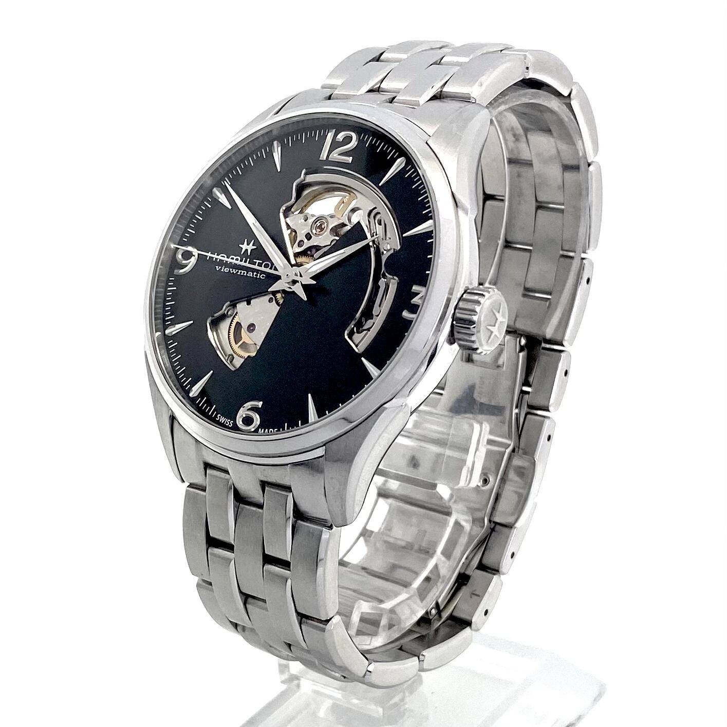 中古 腕時計 メンズ ハミルトン ジャズマスター オープンハート H32705181 H327050 自動巻 スケルトン 黒