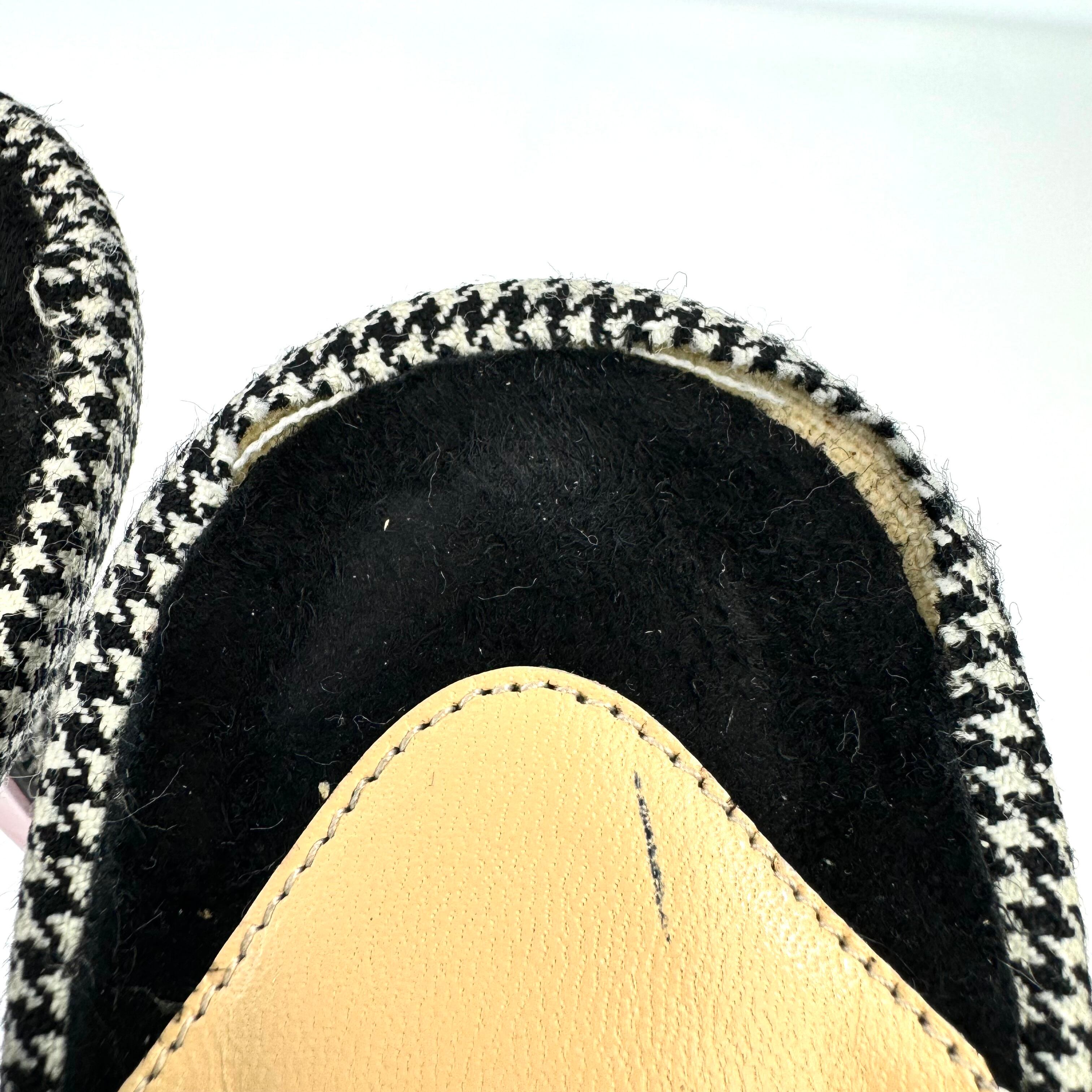 クリスチャンルブタン　パンプス　パテント　スエード　千鳥格子　黒　24.5cm