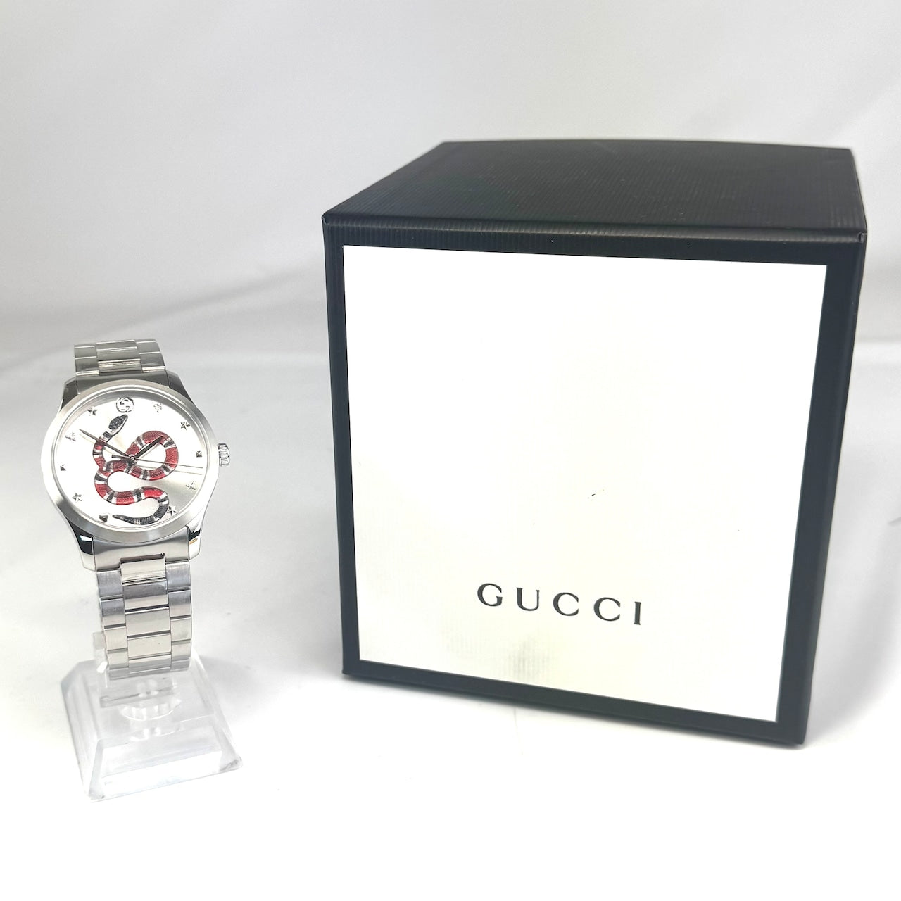 【未使用】腕時計 グッチ GUCCI Gタイムレス 126.4 YA1264076 スネーク 蛇 モチーフ クォーツ シルバー メンズ レディース ユニセックス