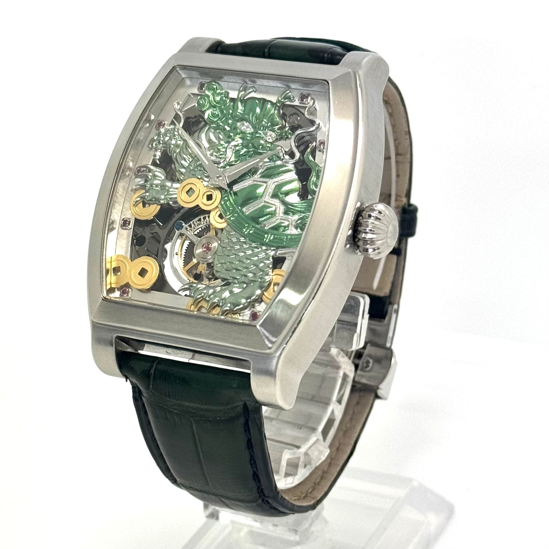 【希少】メモリジン　MEMORIGIN　霊亀　MO0401　トゥールビヨン　手巻き　スケルトン　ルビー　革ベルト