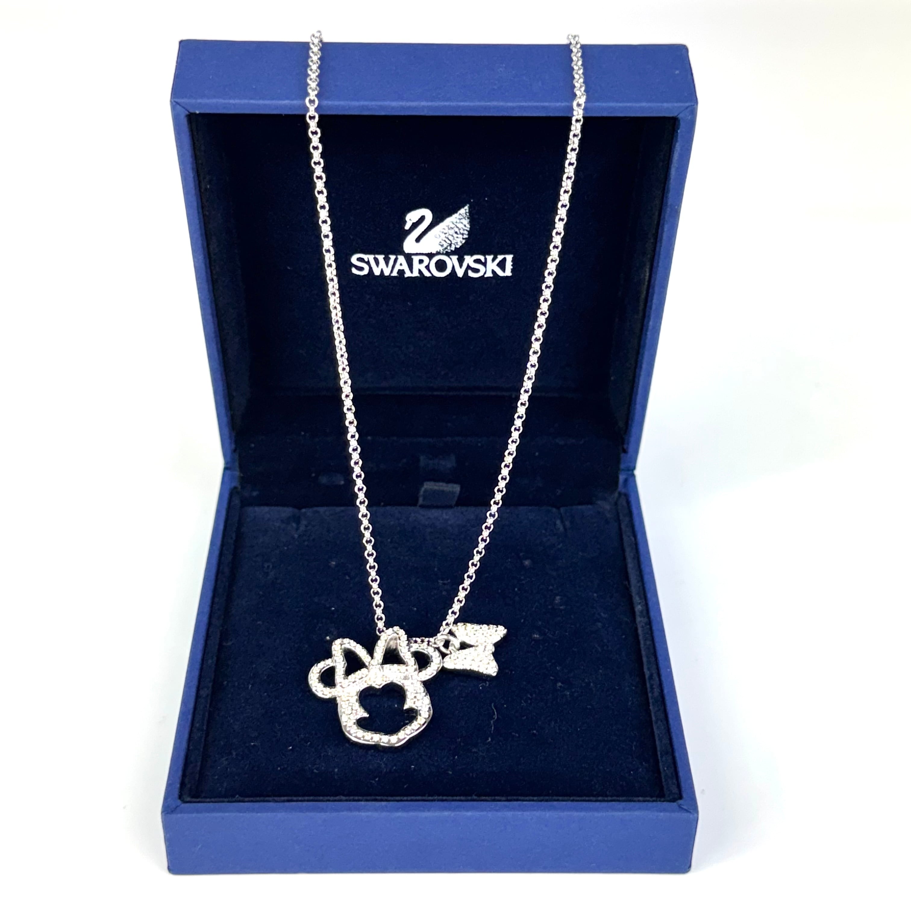 スワロフスキー　ディズニーコラボ　ネックレス　ミニー　ラインストーン　シルバー