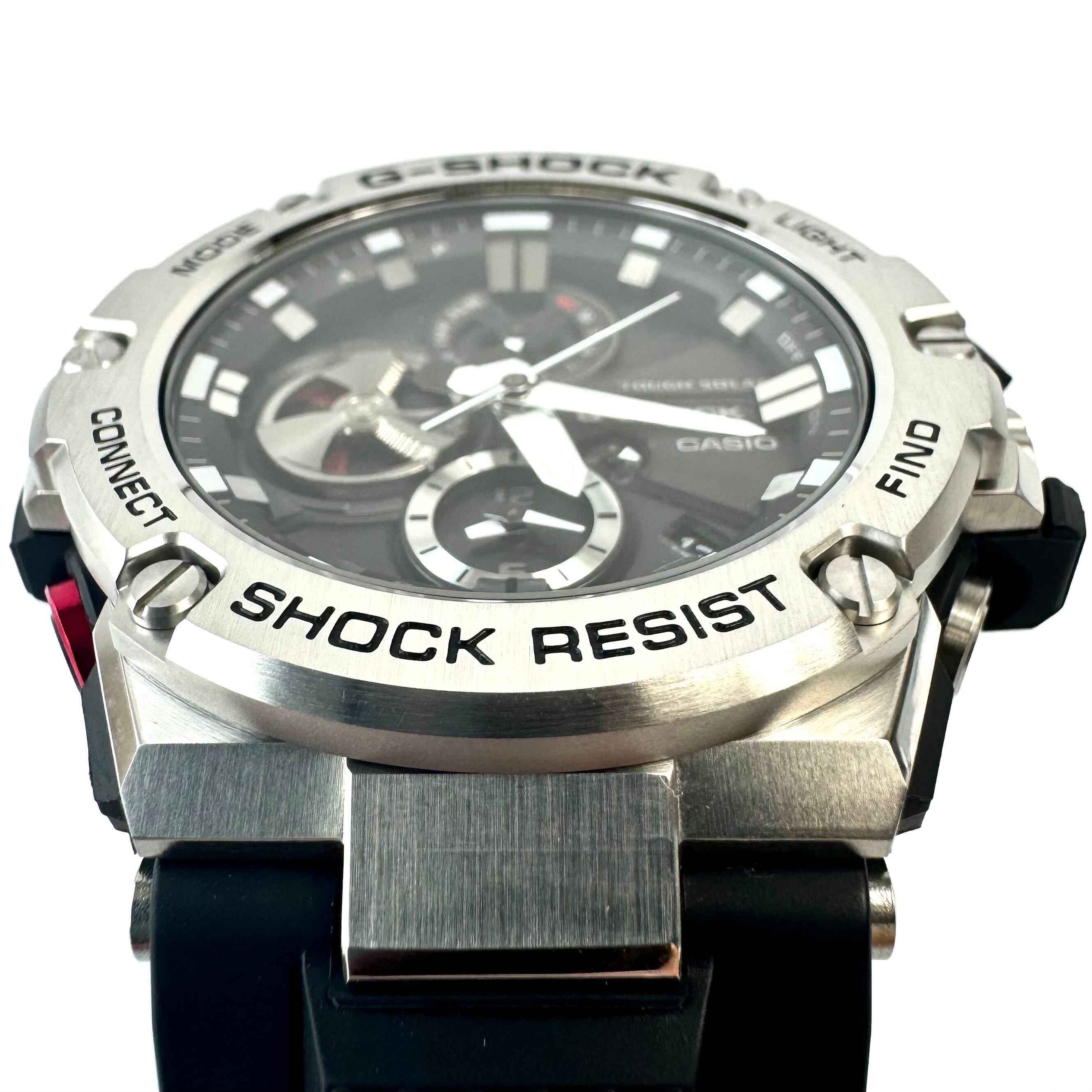 【美品】カシオ　CASIO　ジーショック　G-SHOCK　ジースチール　G?STEEL　GST-B100-1AJF　タフソーラー　クロノグラフ　デイト表示 　Bluetooth　黒　樹脂ベルト