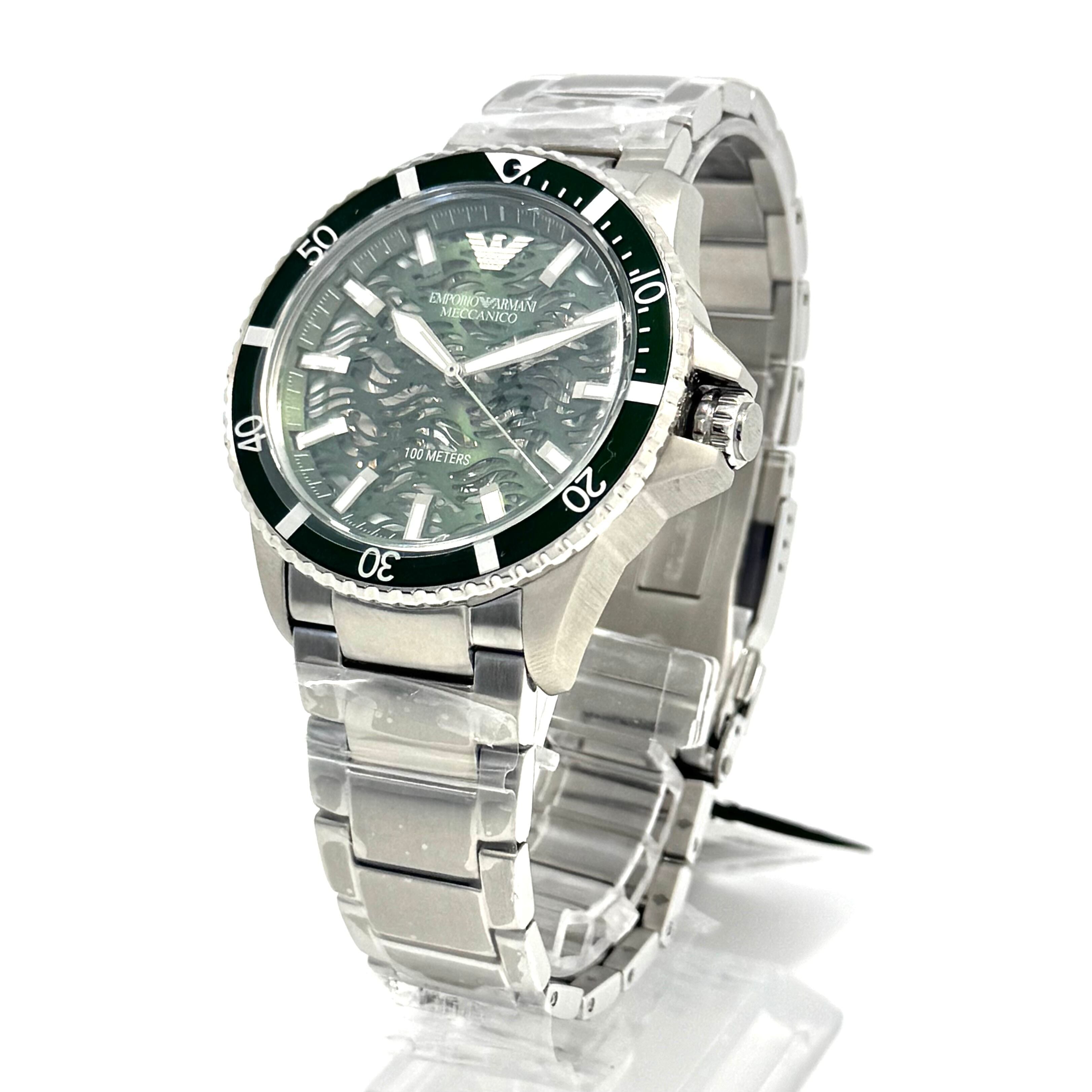 【未使用】エンポリオアルマーニ　EMPORIO ARMANI　AR-60061　メカニコ　自動巻　スケルトン　グリーン　デイト表示