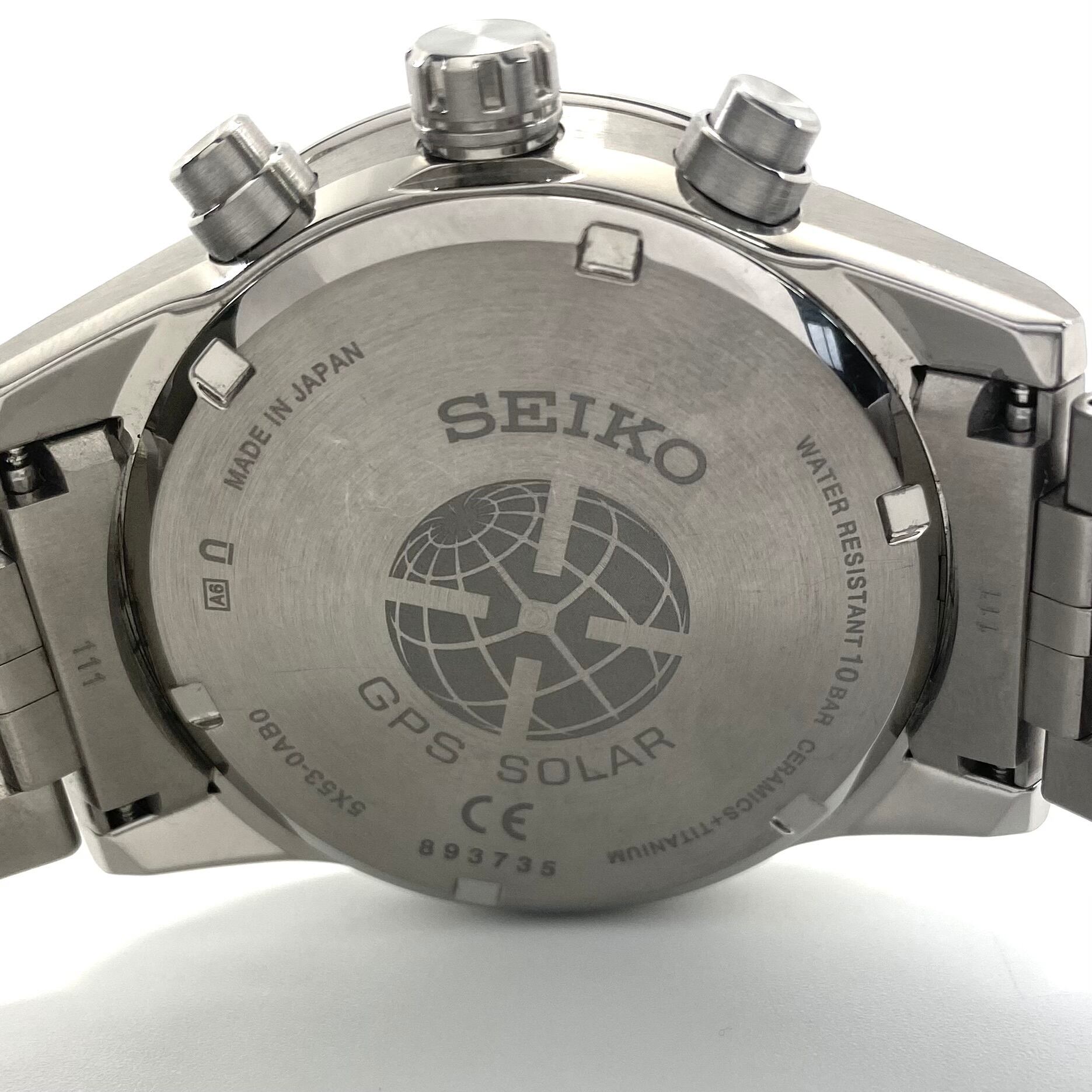 【美品】セイコー　アストロン　SBXC003　5X53-0AB0　電波ソーラー　黒　デイト表示　チタニウム　セラミック