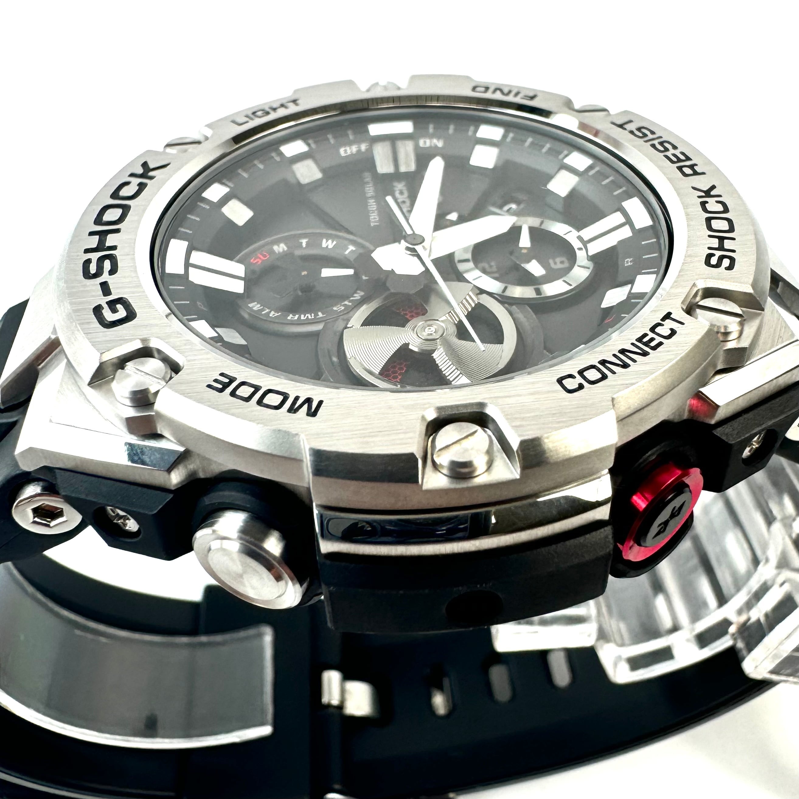 【美品】カシオ　CASIO　ジーショック　G-SHOCK　ジースチール　G?STEEL　GST-B100-1AJF　タフソーラー　クロノグラフ　デイト表示 　Bluetooth　黒　樹脂ベルト