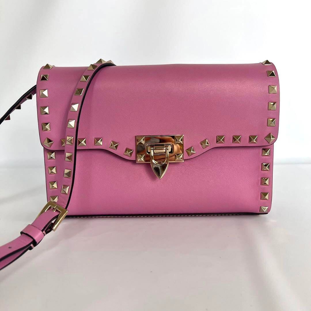 【美品】ヴァレンティノ　ロックスダッズ ショルダーバッグ レザー ピンク