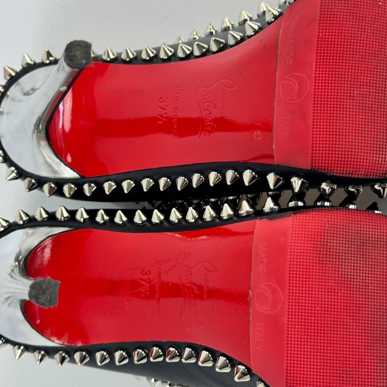 【希少】クリスチャンルブタン　Christian Louboutin　ハイヒール　スタッズ　レザー　黒　37 1/2　日本サイズ約23.5cm