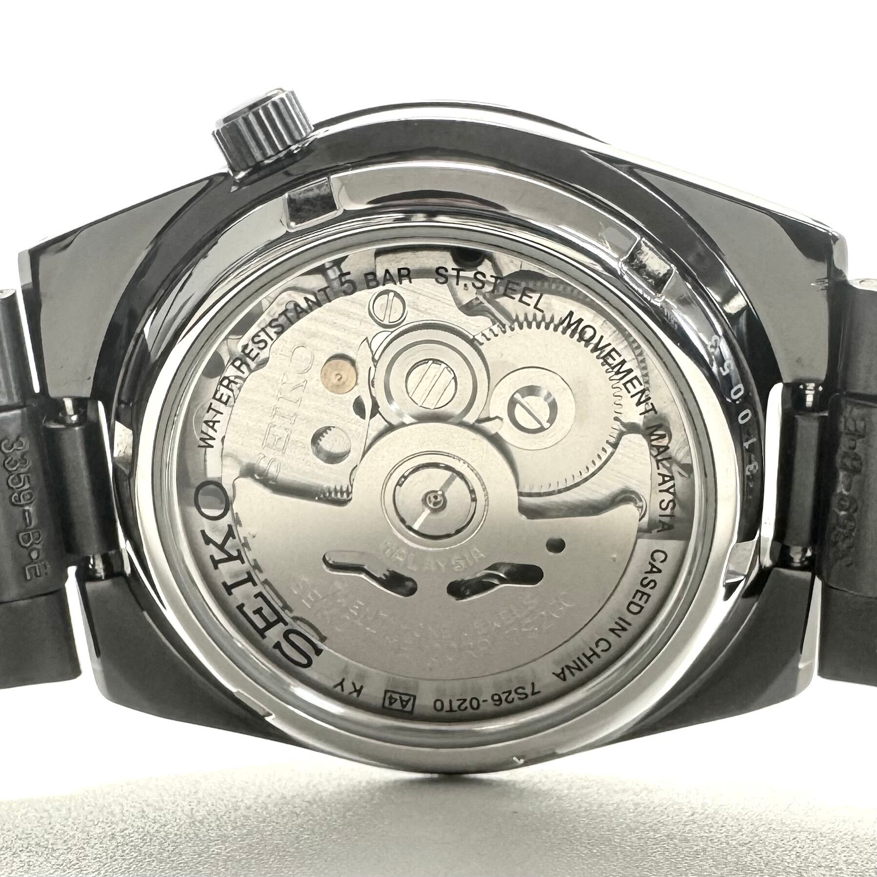 セイコー　セイコーファイブ　セイコー5　SNKE03K1　7S26-02T0　自動巻　黒　裏スケ　デイデイト（スペイン語・英語）　海外モデル