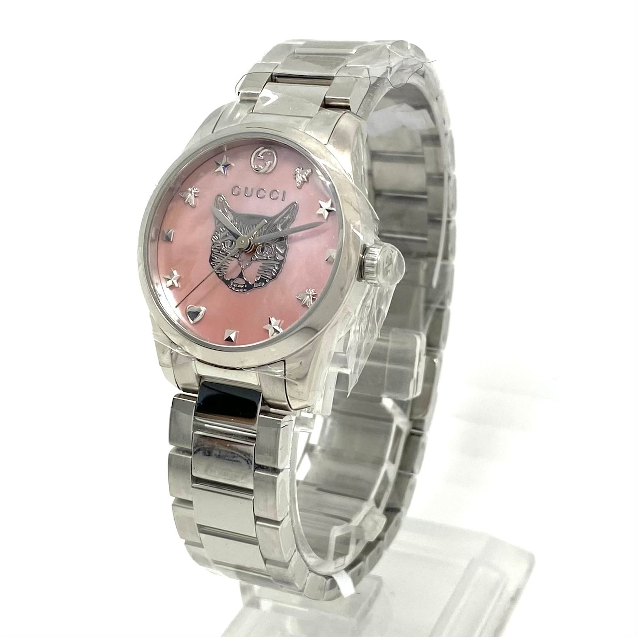 【未使用】腕時計 レディース グッチ GUCCI Gタイムレス 126.5 YA1265013 キャット 猫 モチーフ クォーツ ピンクシェル