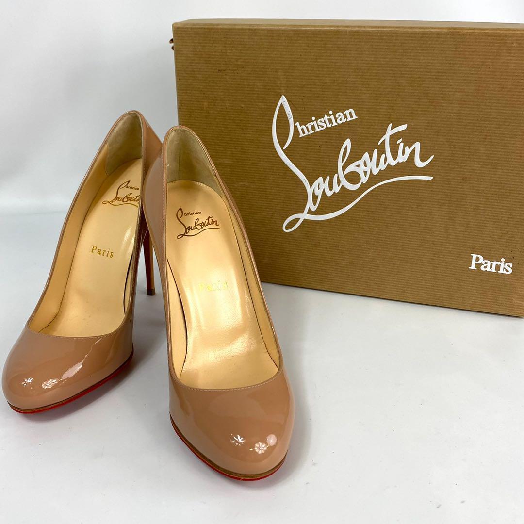 クリスチャンルブタン　パンプス　パテント　ハイヒール  ベージュ　37