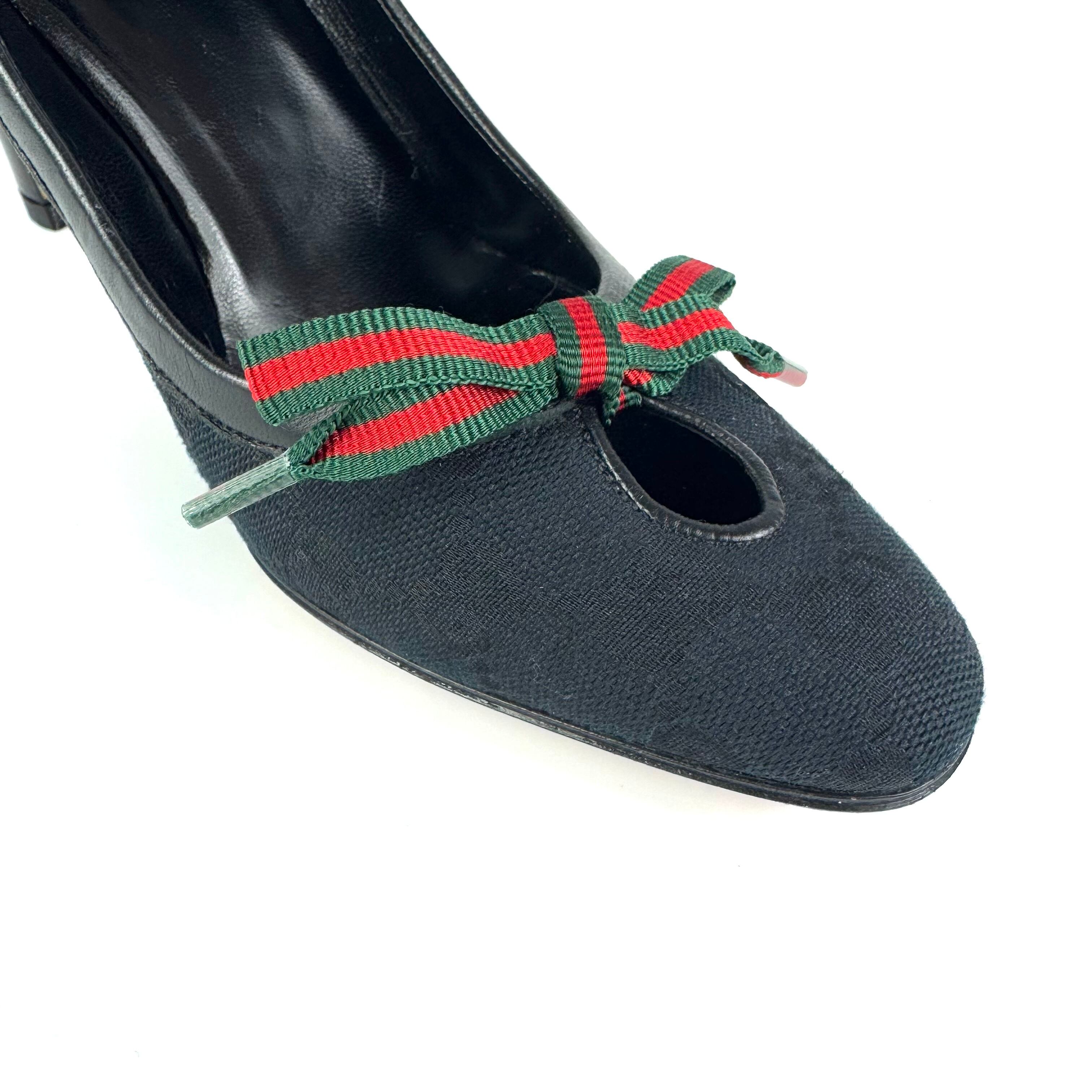 グッチ　GUCCI　パンプス　シェリーライン　リボン　黒　36C　日本サイズ約23cm