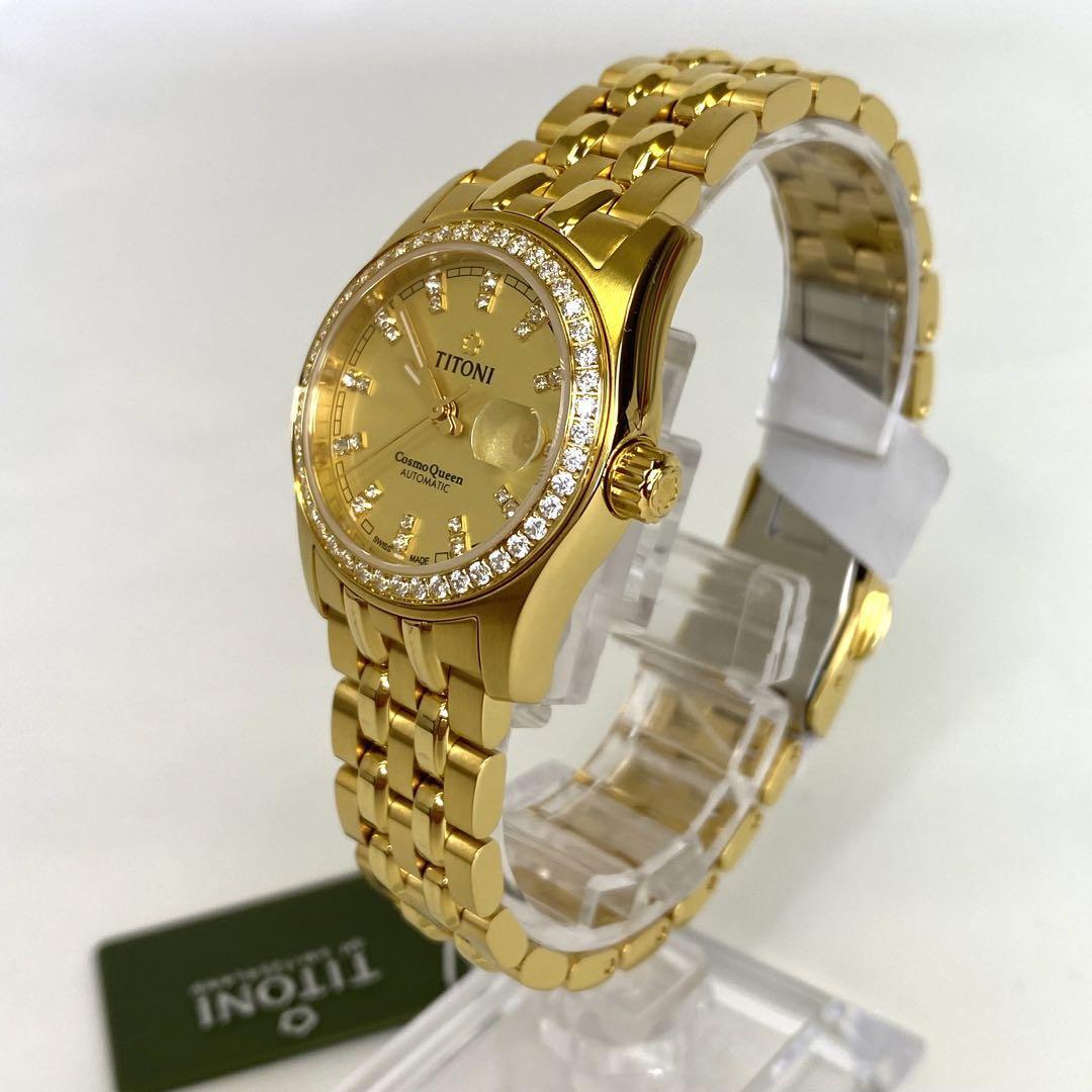 【未使用】チトーニ　コスモキング　729G　自動巻　デイト表示　ゴールド　GP