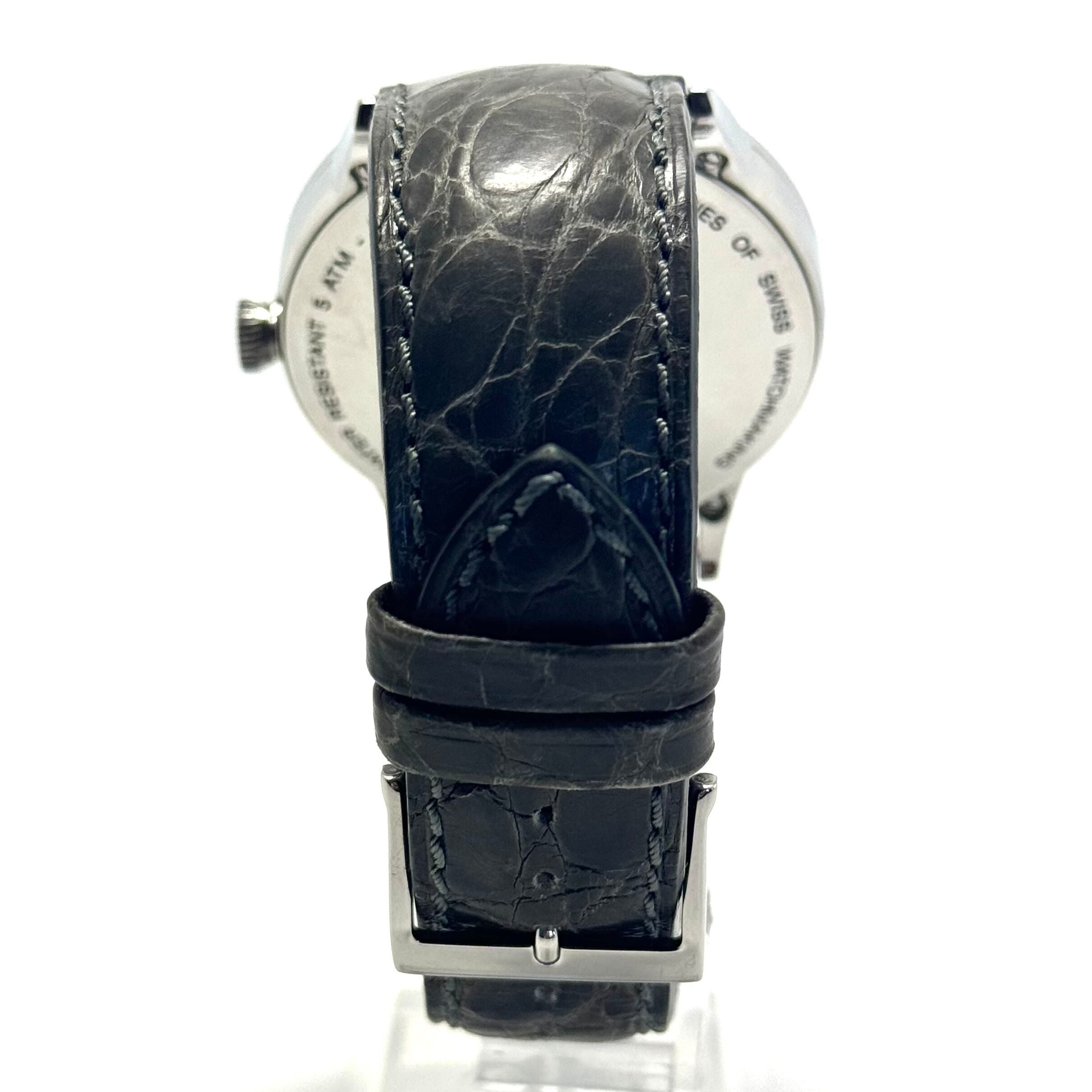 【希少】エドックス　EDOX　85014-3-AIN　レ・ヴォベール　オープンハート　自動巻　シルバー　革ベルト