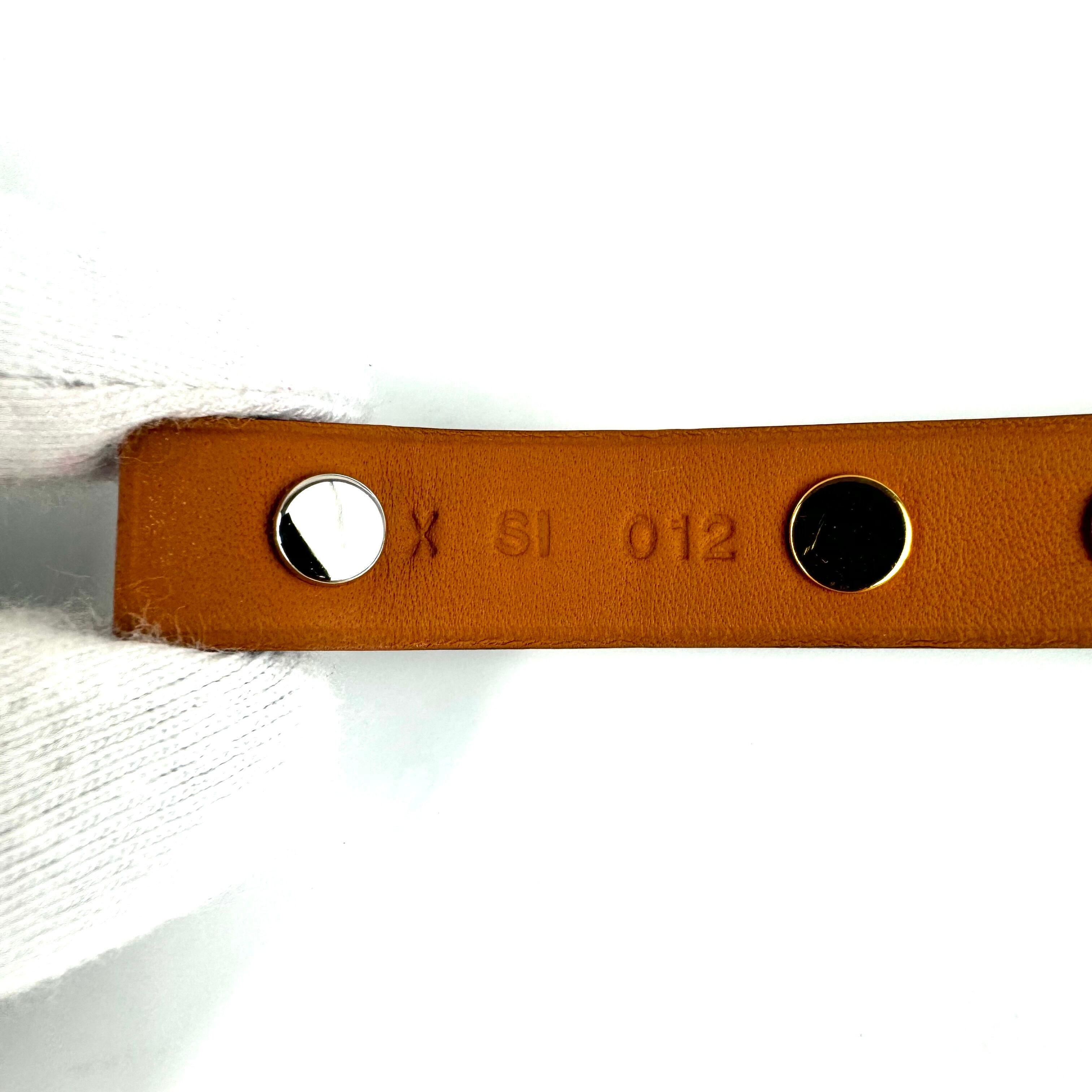 【美品】エルメス　ミニドッグクルーカレ　スクエア　ブレスレット　スイフト　レザー　ブラウン