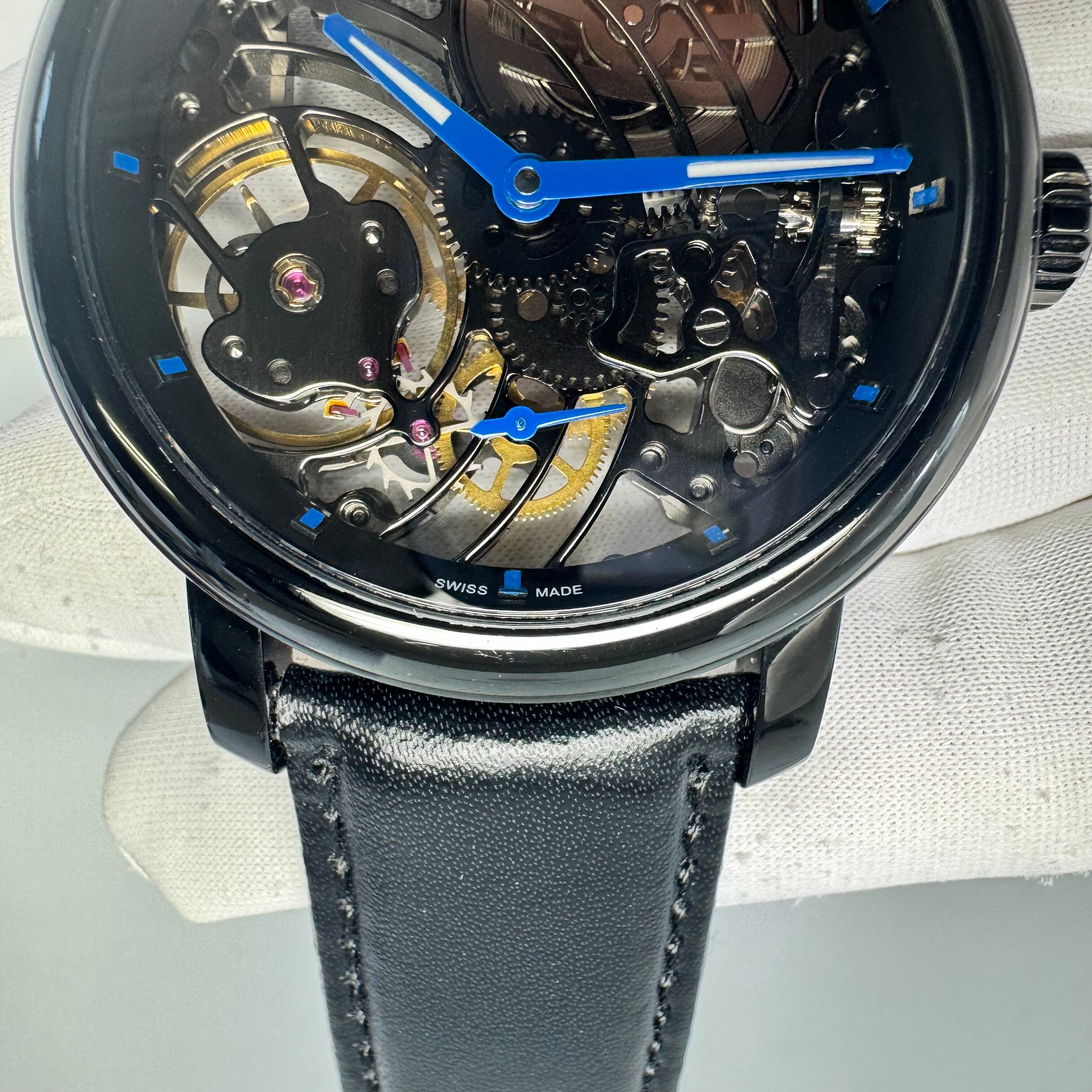 【希少】アエロウォッチ　AEROWATCH　スケルトンCobweb　A50931NO09　ユニタス6498　手巻き　フルスケルトン　革ベルト