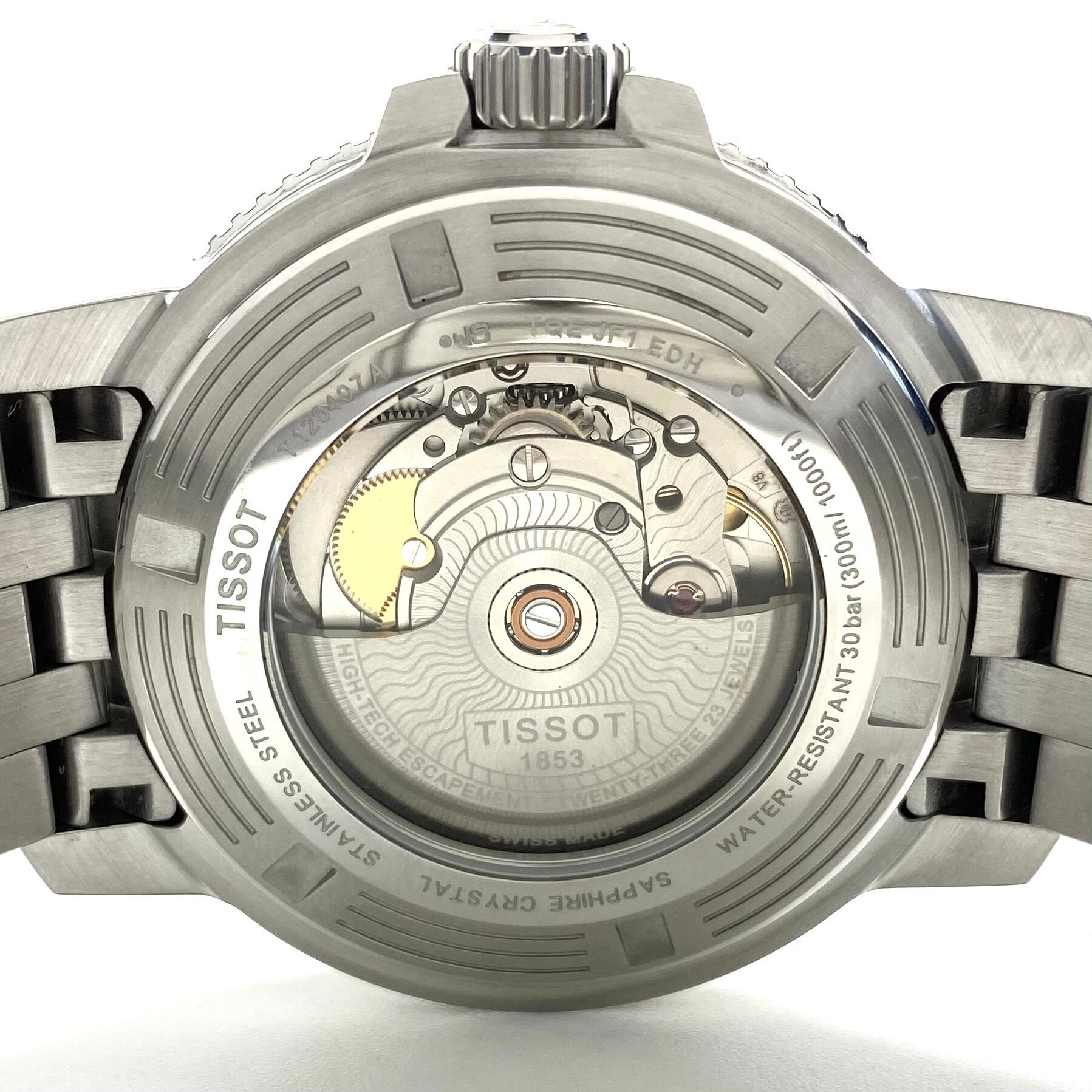 【美品・動作良好】ティソ TISSOT シースター1000 パワーマティック80 T120407A 自動巻 青 デイト表示 裏スケ 30気圧防水 中古 腕時計 メンズ